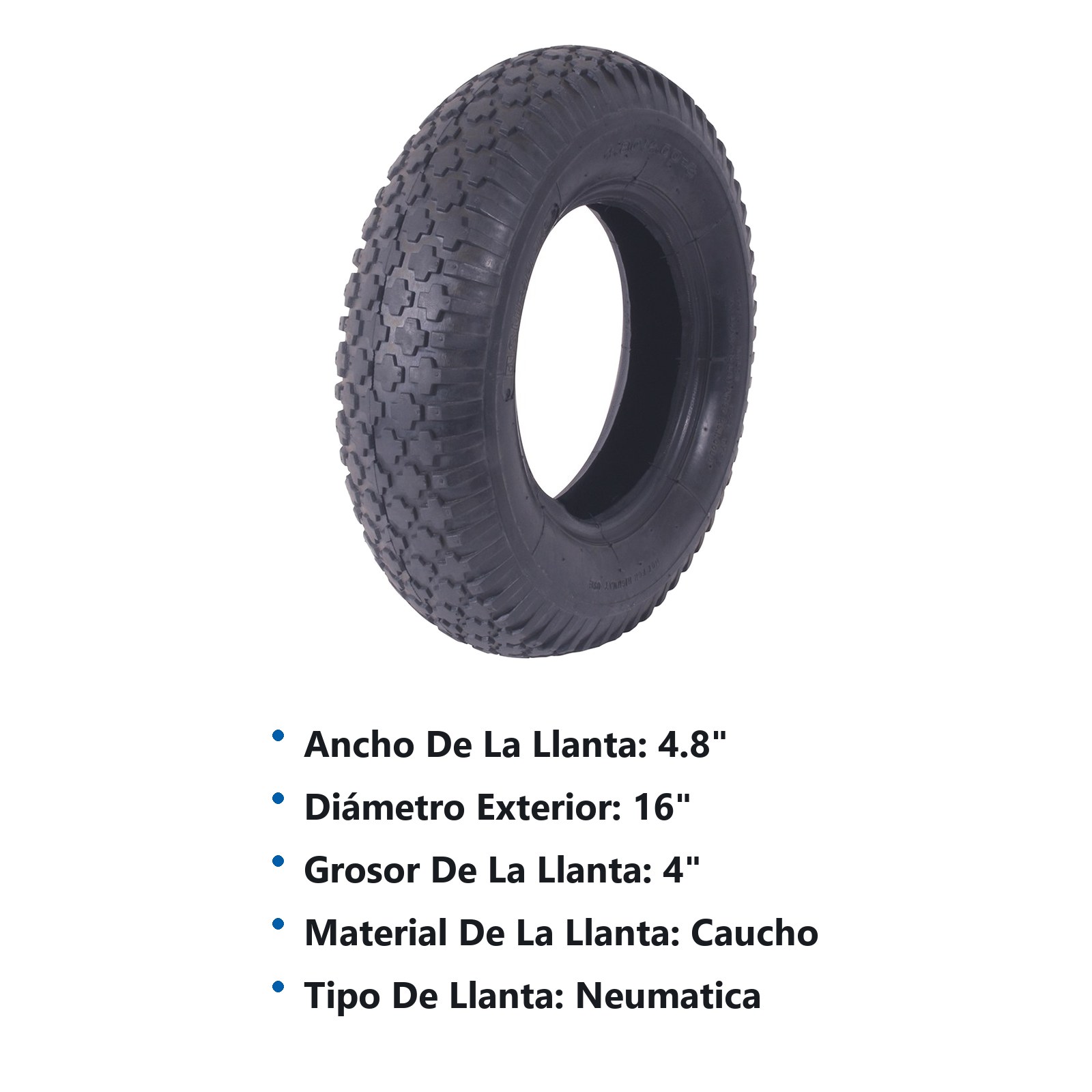 Llanta neumática 2 capas de 16" sin rin para carretilla Surtek - Imagen 2