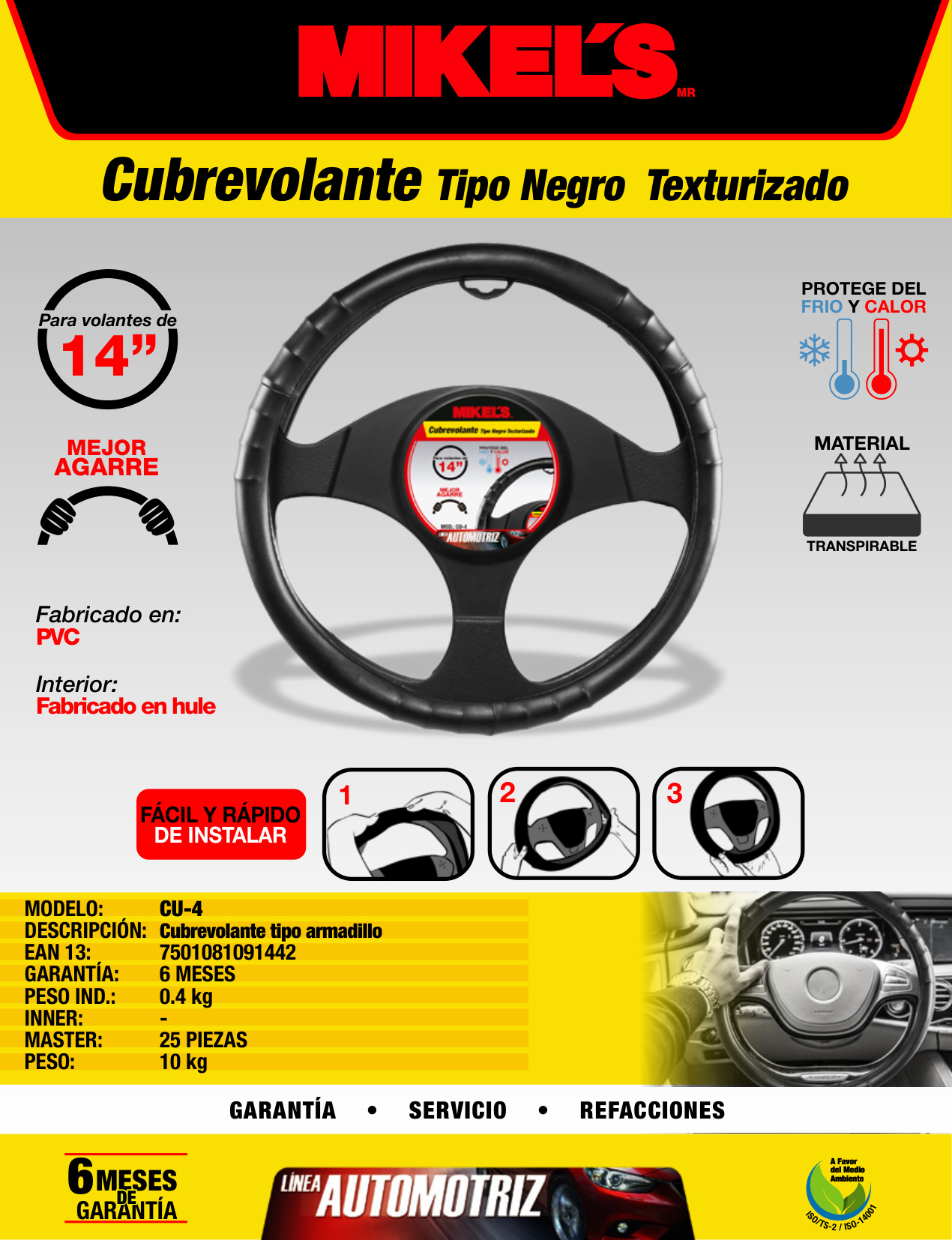 MIKELS CU-4 Cubre volante texturizado, color negro - Imagen 4