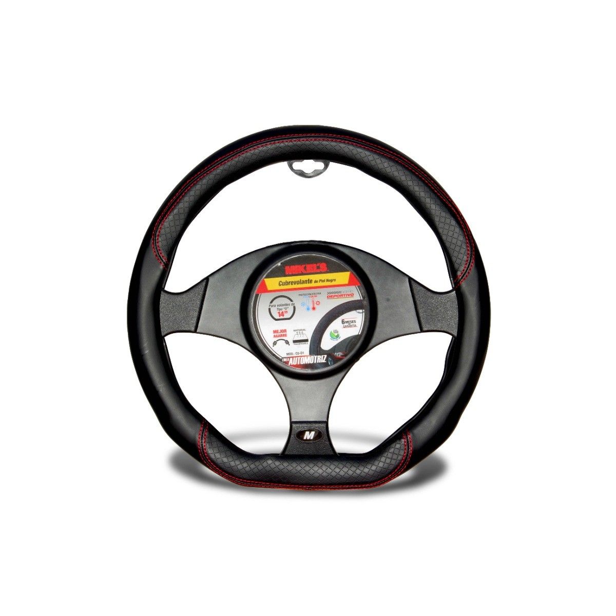 MIKELS CU-D1 Cubrevolante de piel, color negro, Forma "D"