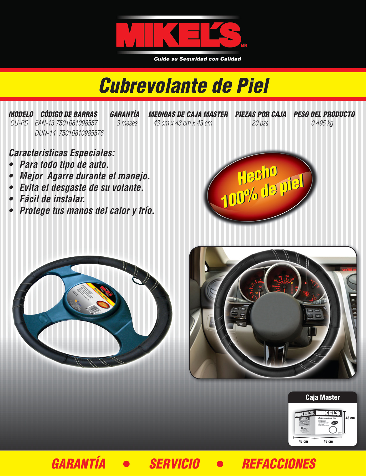 MIKELS CU-PD Cubre volante tipo piel, deportivo - Imagen 2