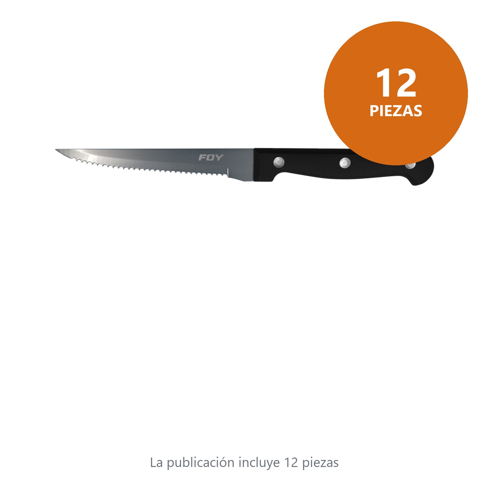 Cuchillo de acero inoxidable para asado con mango de plástico de 5" Foy - Imagen 3