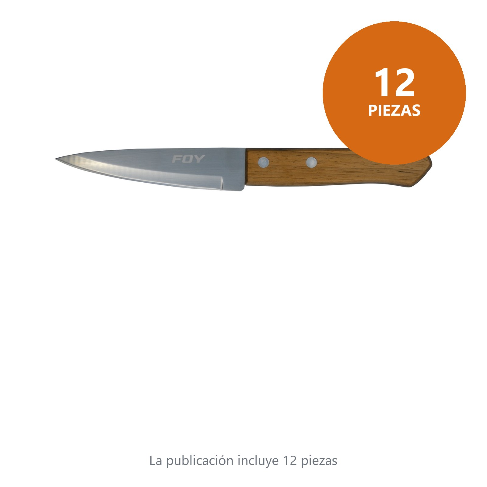 Cuchillo de acero inoxidable para chef con mango de madera de 8" Foy - Imagen 2