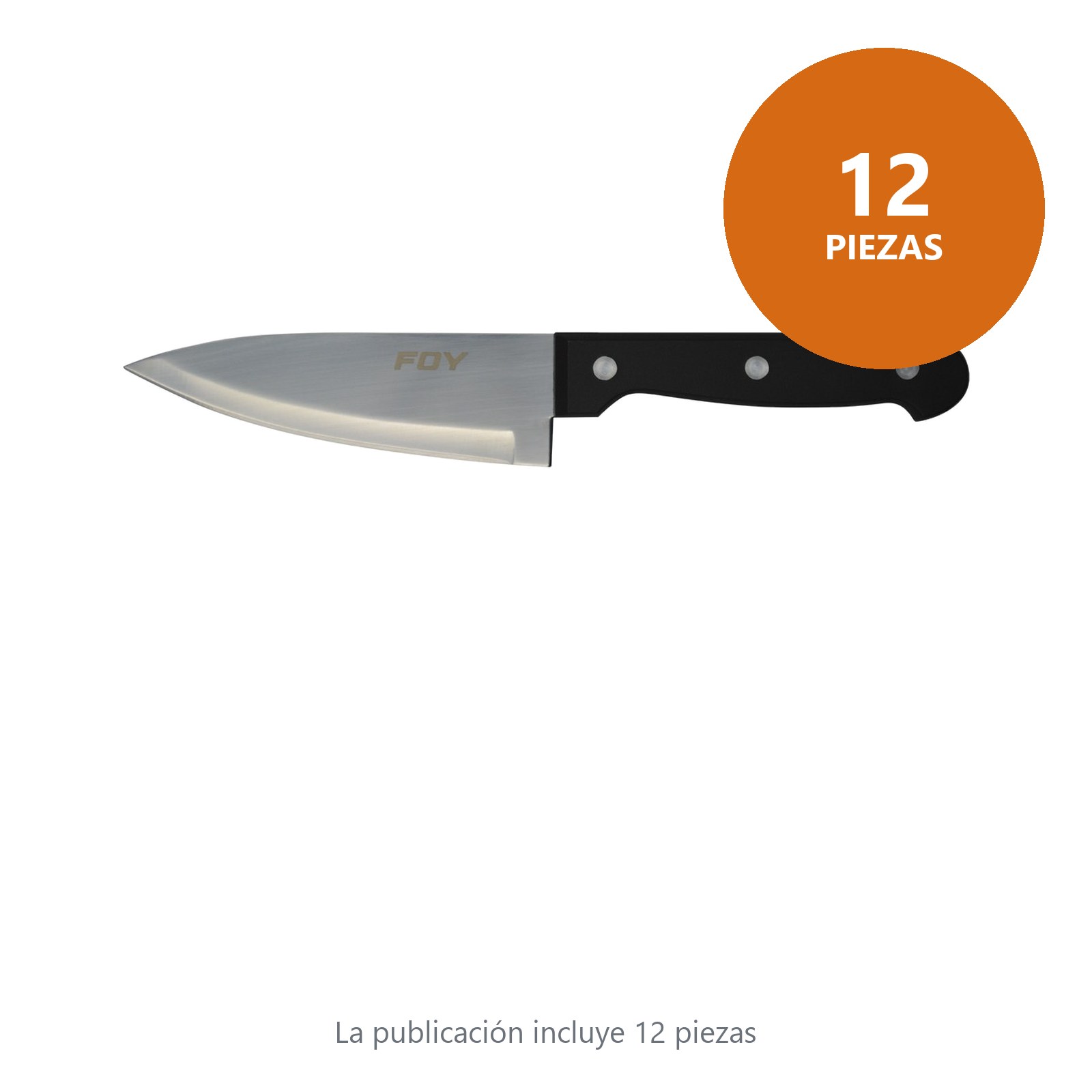 Cuchillo de acero inoxidable para chef con mango de plástico de 8" Foy - Imagen 2