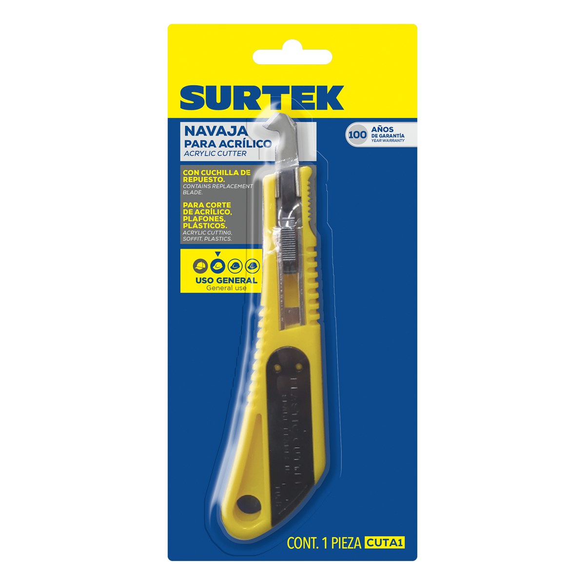 Cortador para acrílico de 6-9/32", con navaja intercambiable Surtek - Imagen 2