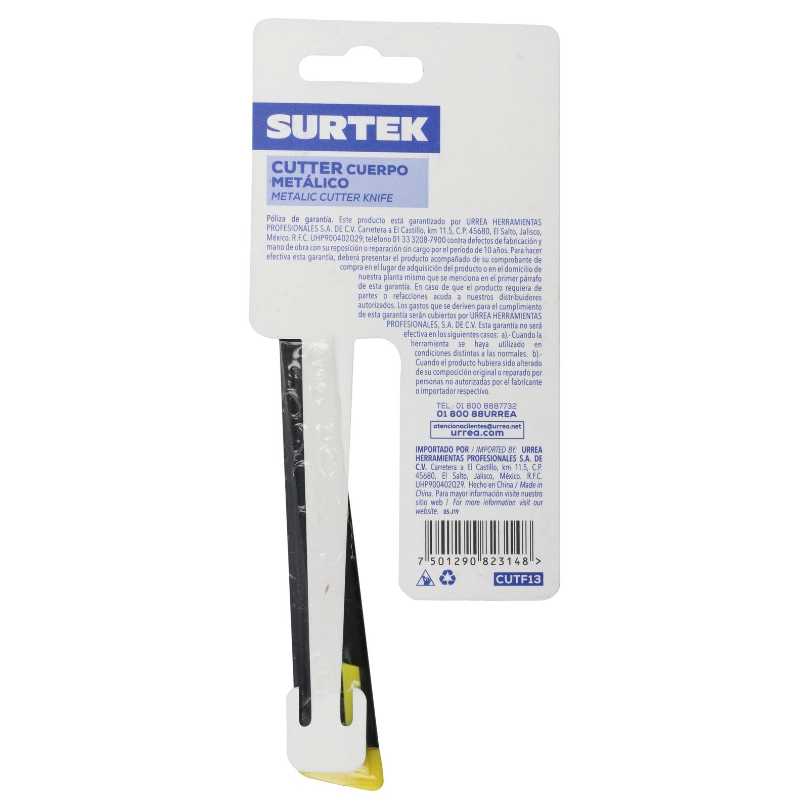 Cutter con cuerpo metálico de 9 mm, cambio automático de navaja Surtek - Imagen 3