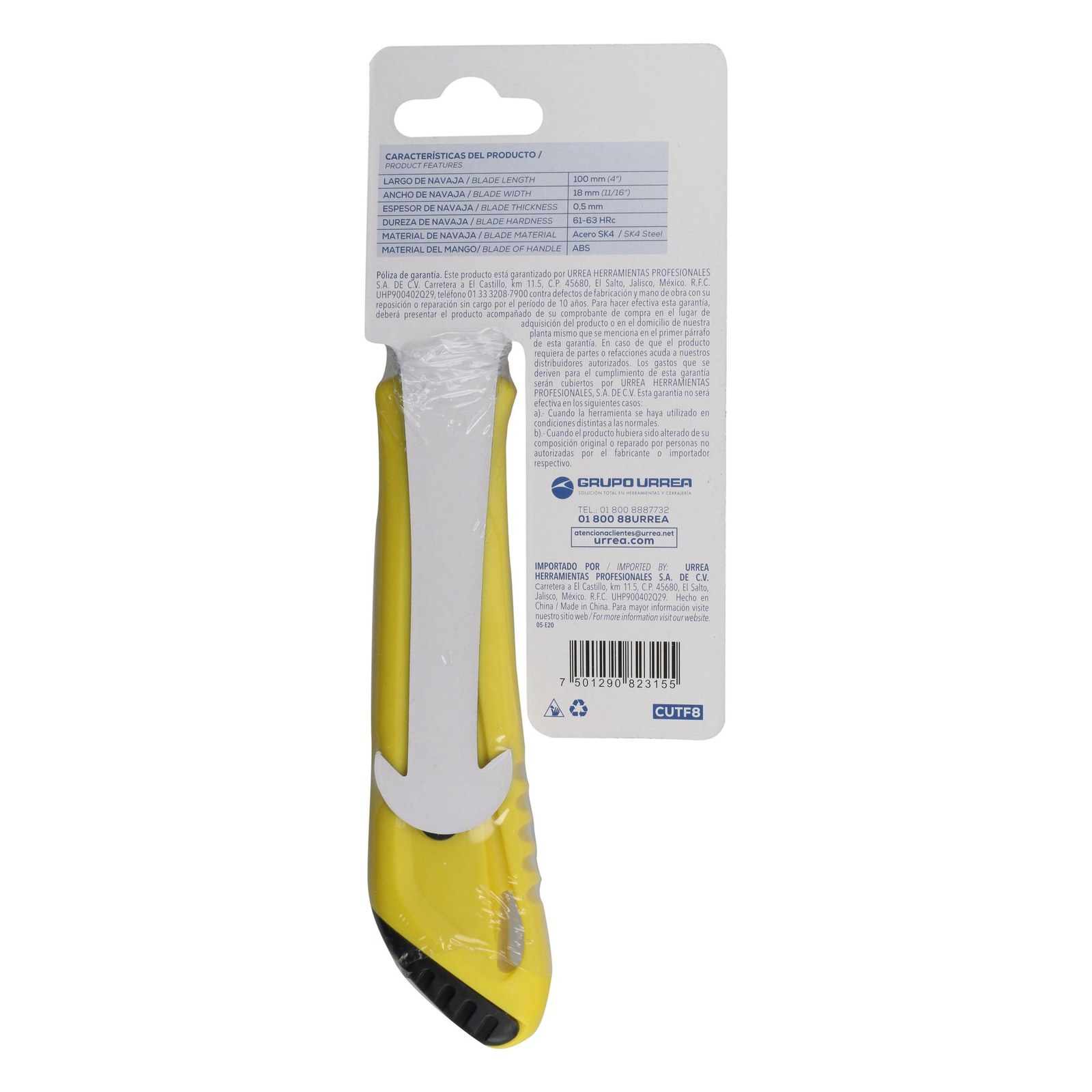 Cutter con cuerpo de plástico de 18 mm, cambio automático de navaja Surtek - Imagen 3