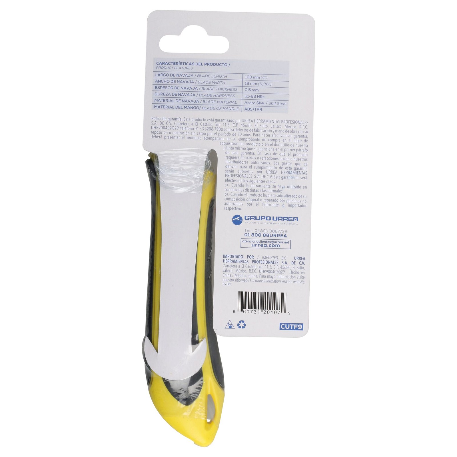 Cutter con cuerpo de plástico bimaterial de 18 mm, cambio automático de navaja Surtek - Imagen 3