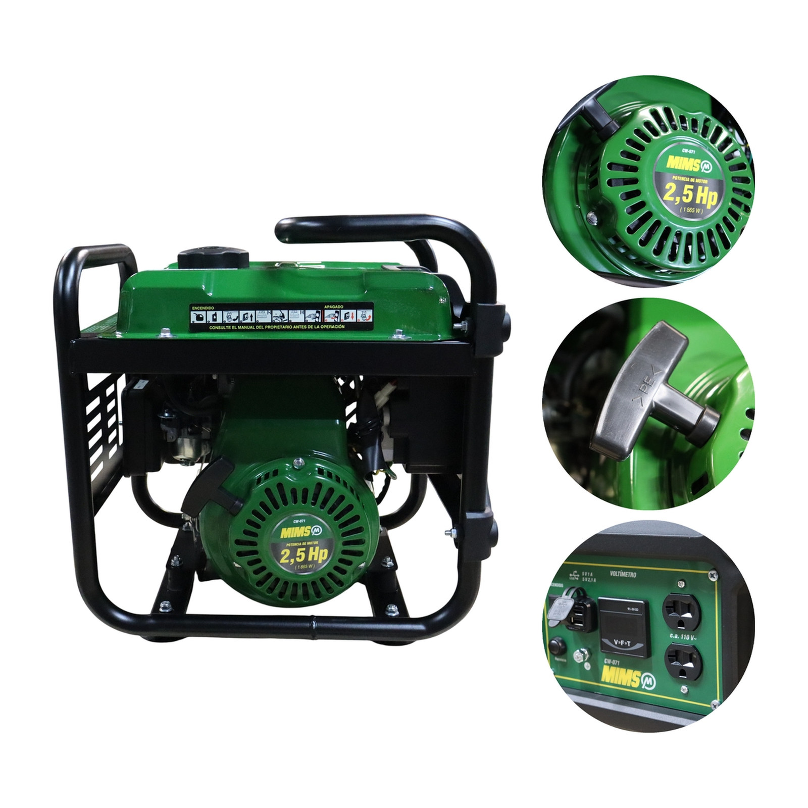 GENERADOR ELECTRICO A GASOLINA 1000W (INICIO MANUAL) MIMS - Imagen 2