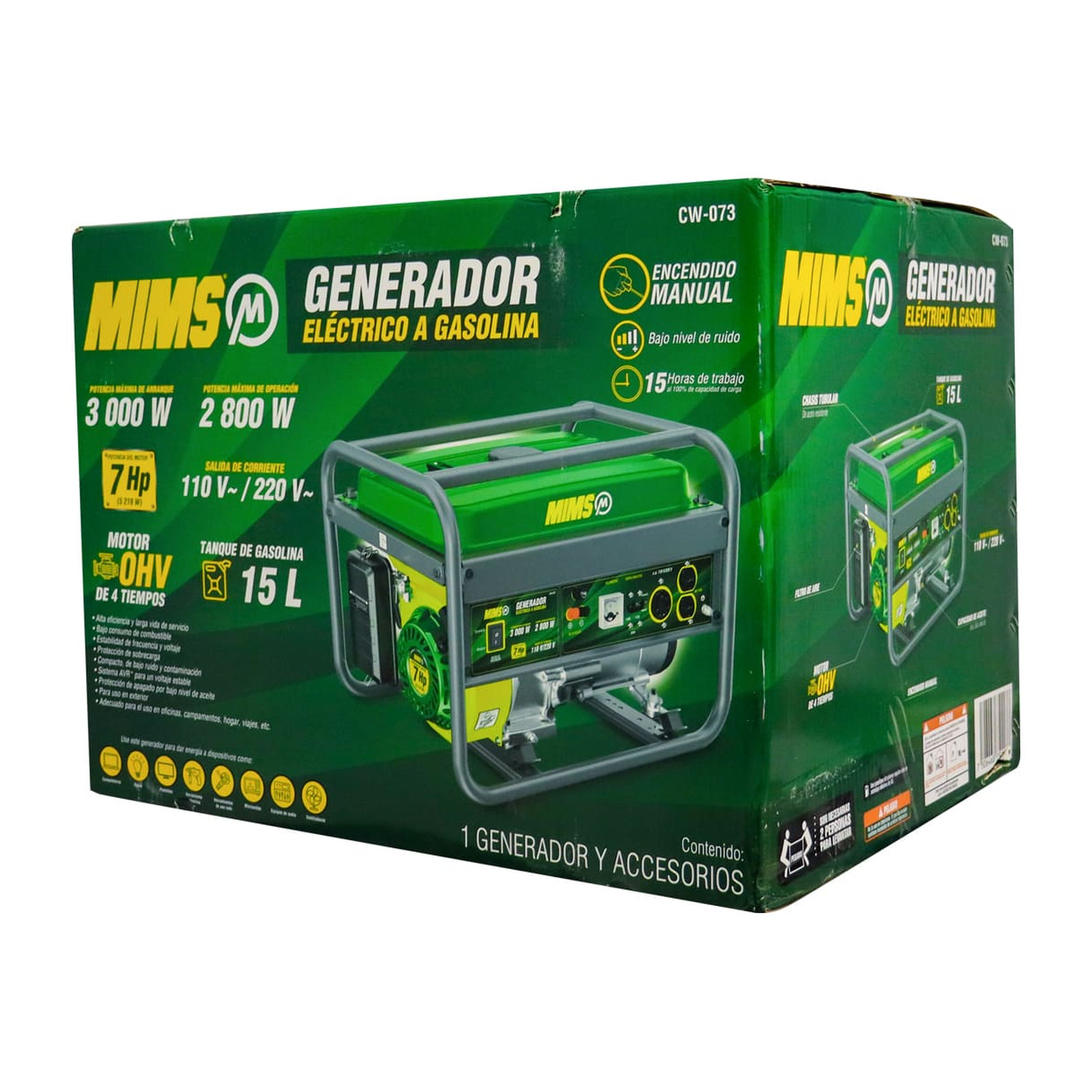 GENERADOR ELECTRICO A GASOLINA 3000W (INICIO MANUAL) MIMS - Imagen 4