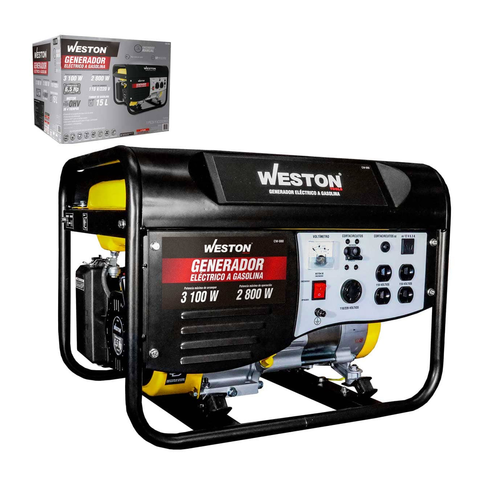 Generador Eléctrico a Gasolina 3100W Inicio Manual WESTON