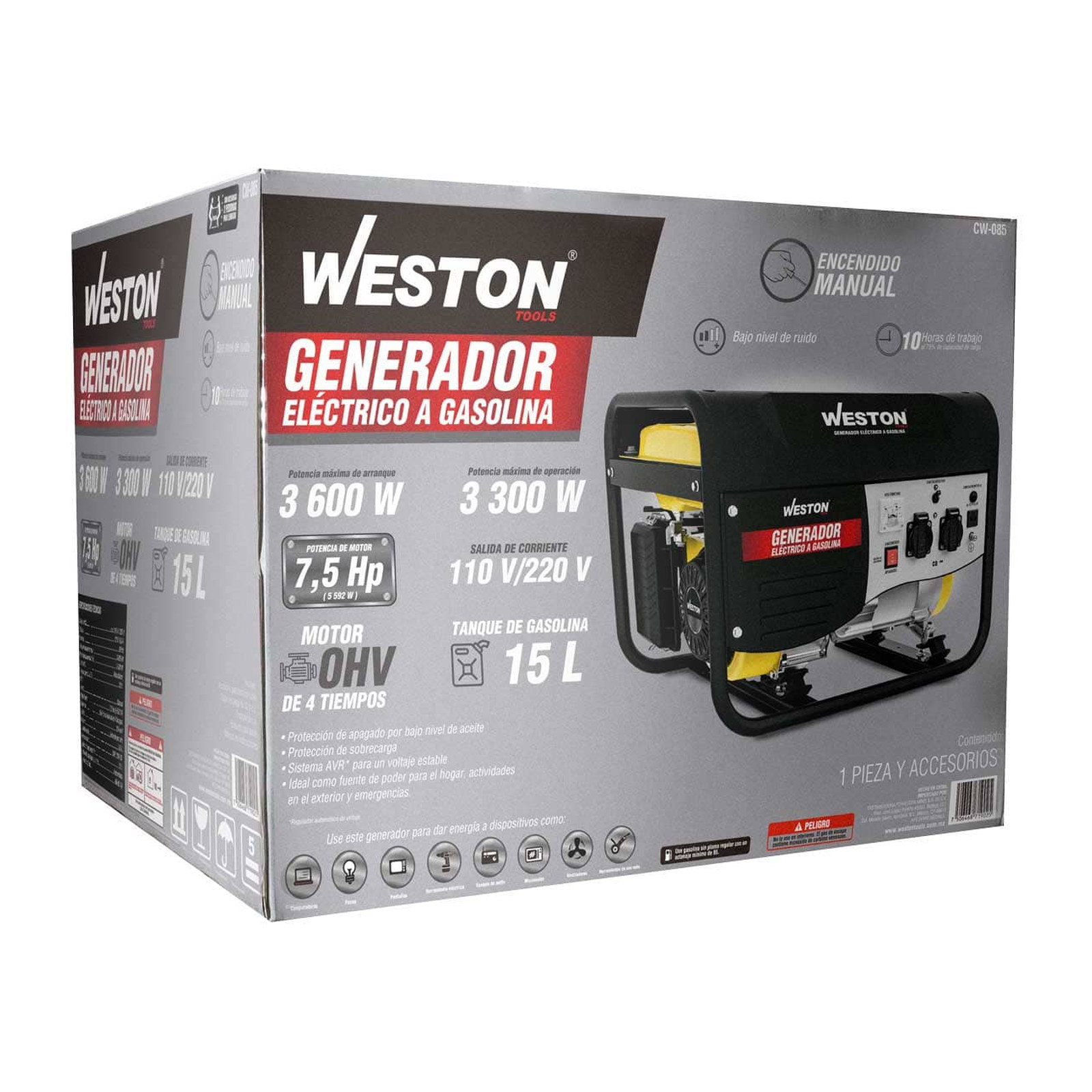 GENERADOR ELECTRICO A GASOLINA 3600W (INICIO MANUAL) - Imagen 4