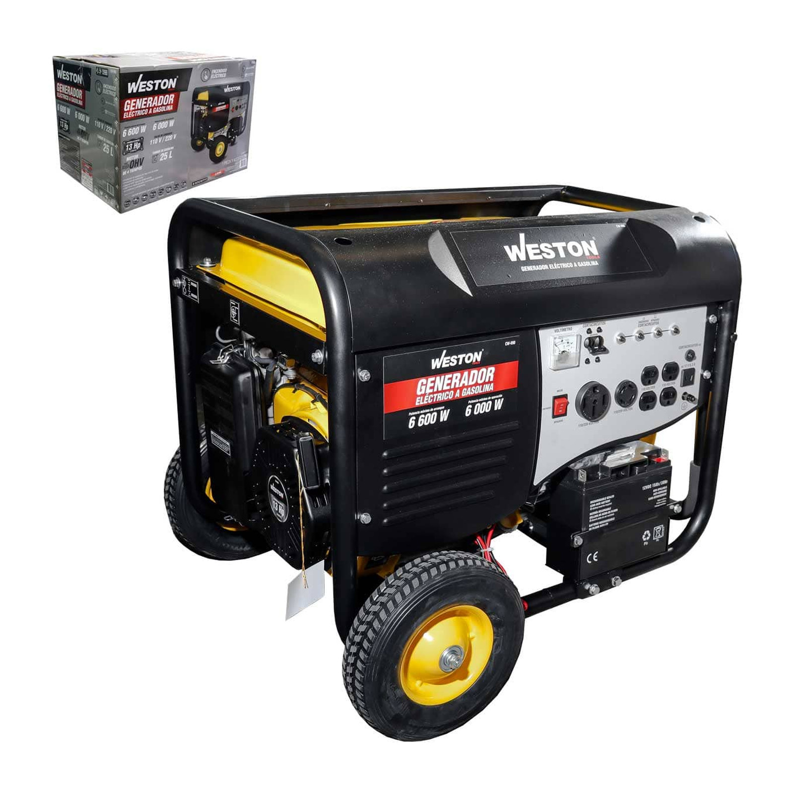 Generador Eléctrico a Gasolina 6600W con Encendido Eléctrico WESTON