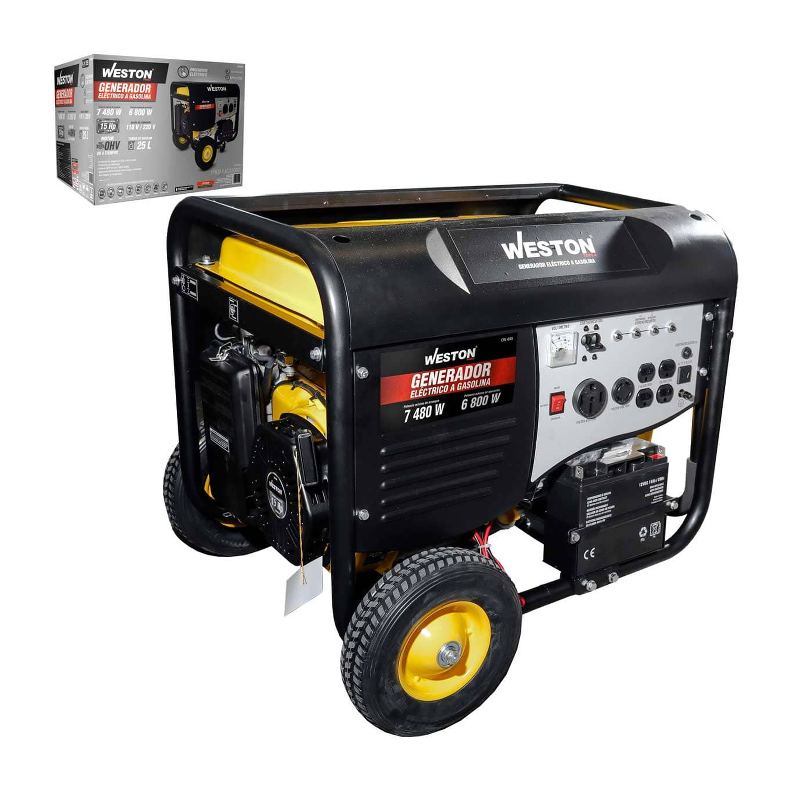 Generador Eléctrico a Gasolina 7480W con Inicio Eléctrico WESTON