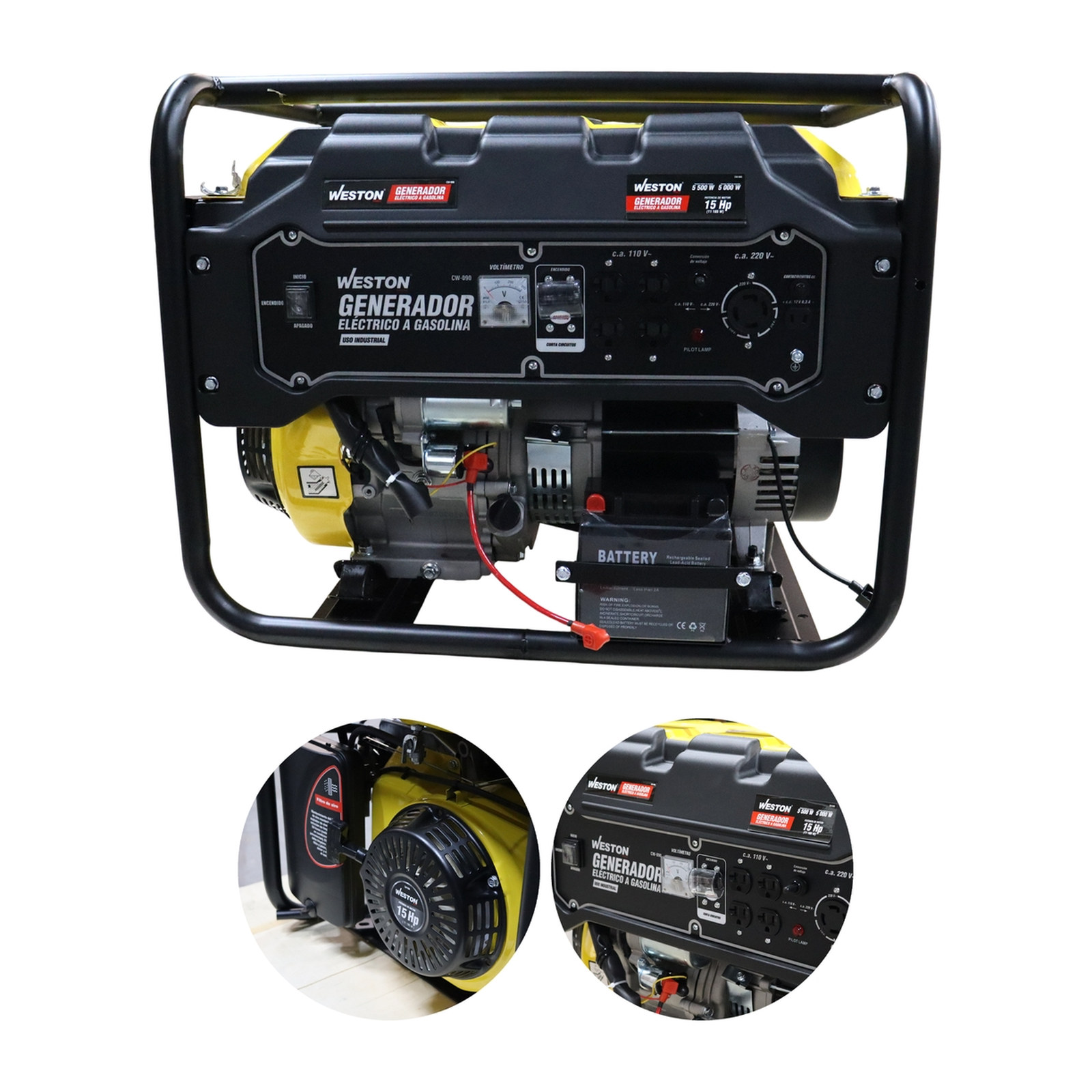 GENERADOR ELECTRICO A GASOLINA 7480W (INICIO ELECTRICO) - Imagen 2
