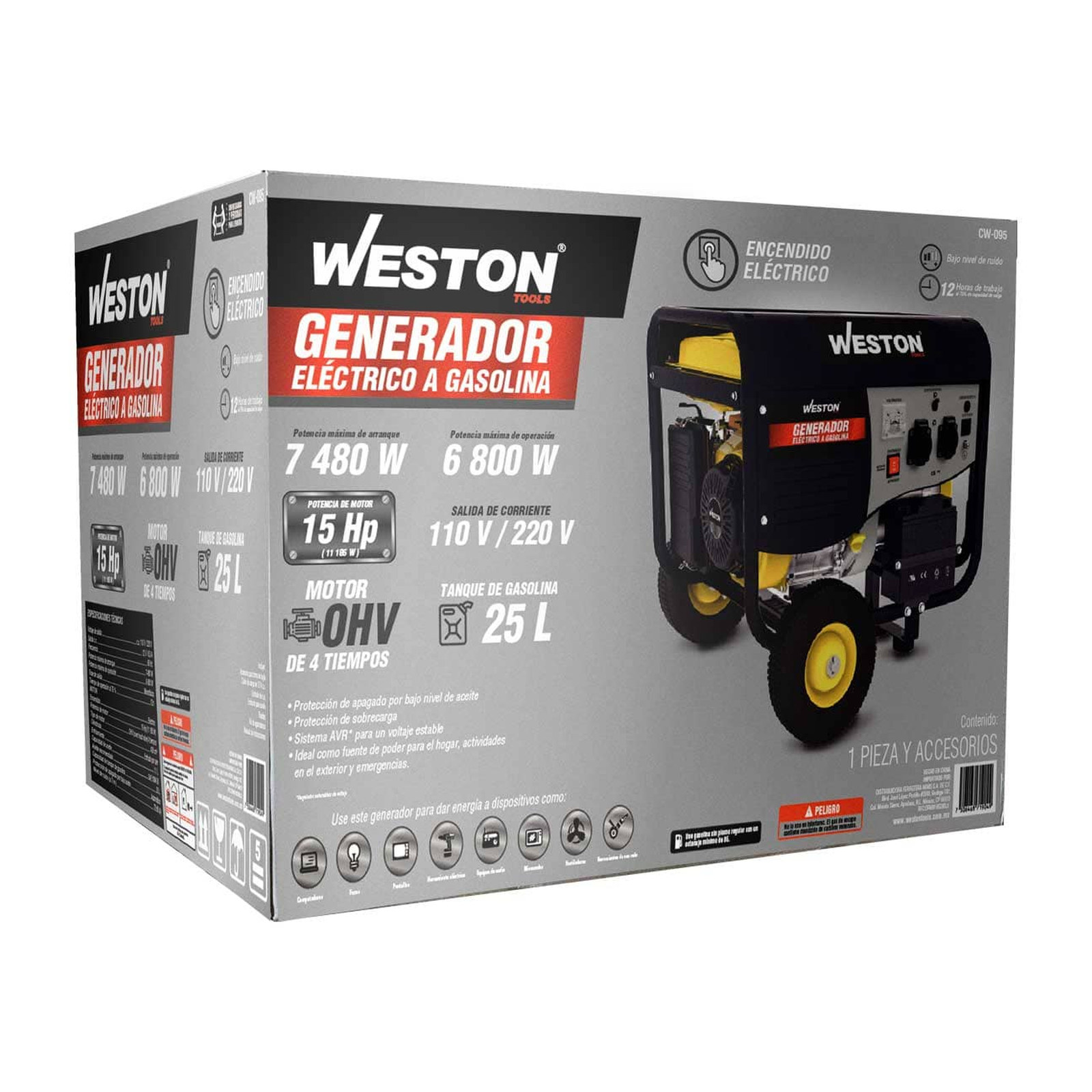 GENERADOR ELECTRICO A GASOLINA 7480W (INICIO ELECTRICO) - Imagen 4