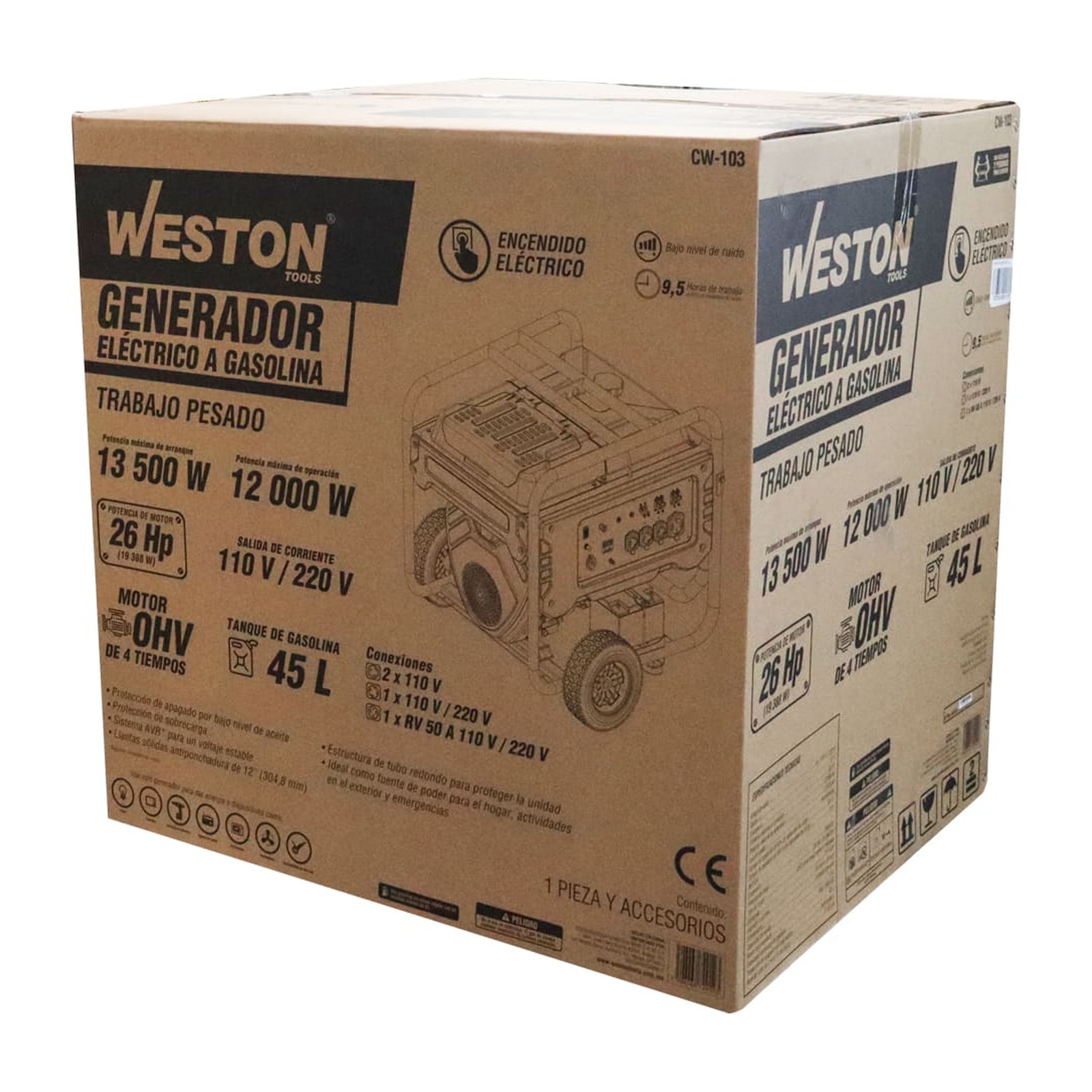 GENERADOR ELECTRICO A GASOLINA 13500W (INICIO ELECTRICO) - Imagen 4