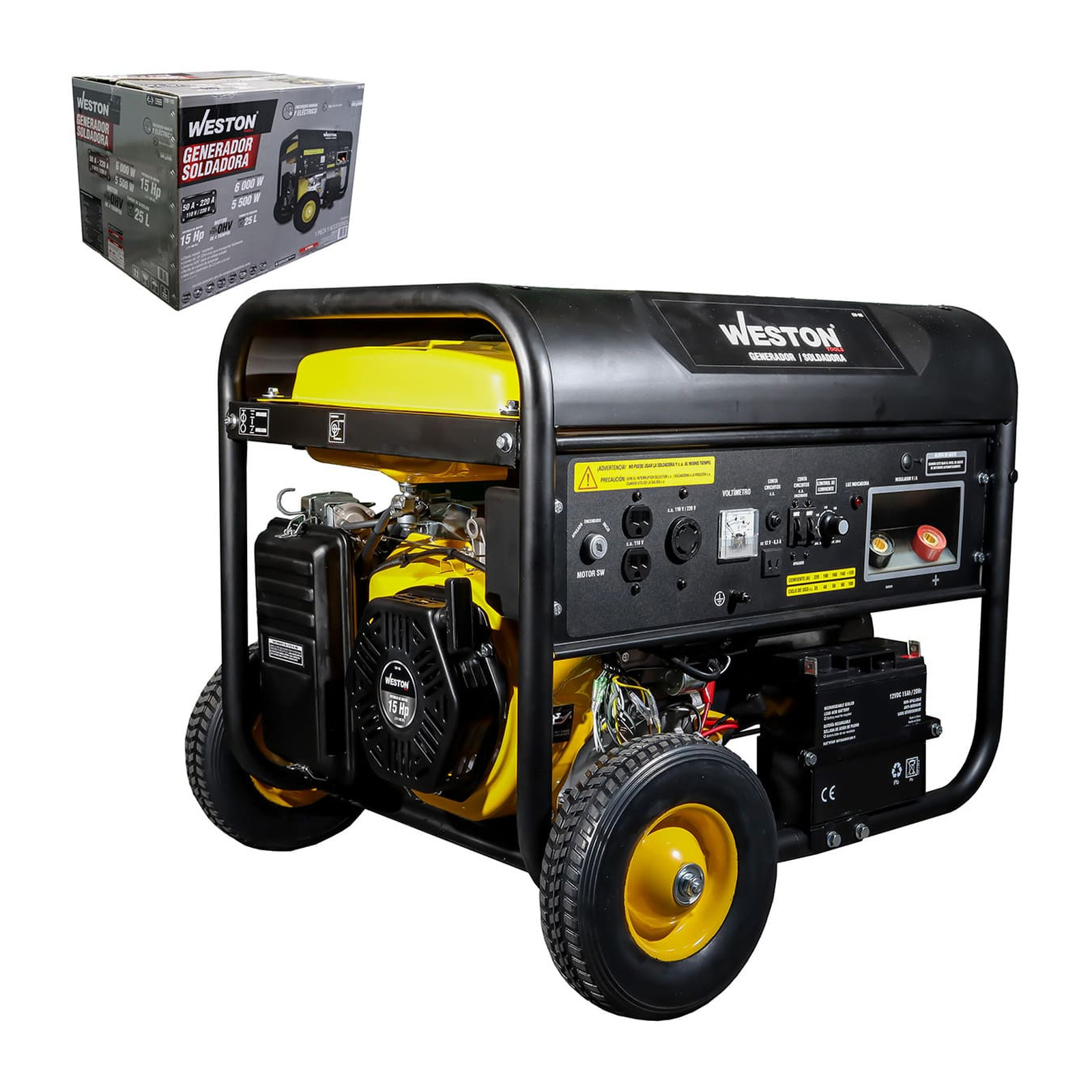 Generador Soldadora a Gasolina Weston 220 A 6000 W con Inicio Eléctrico