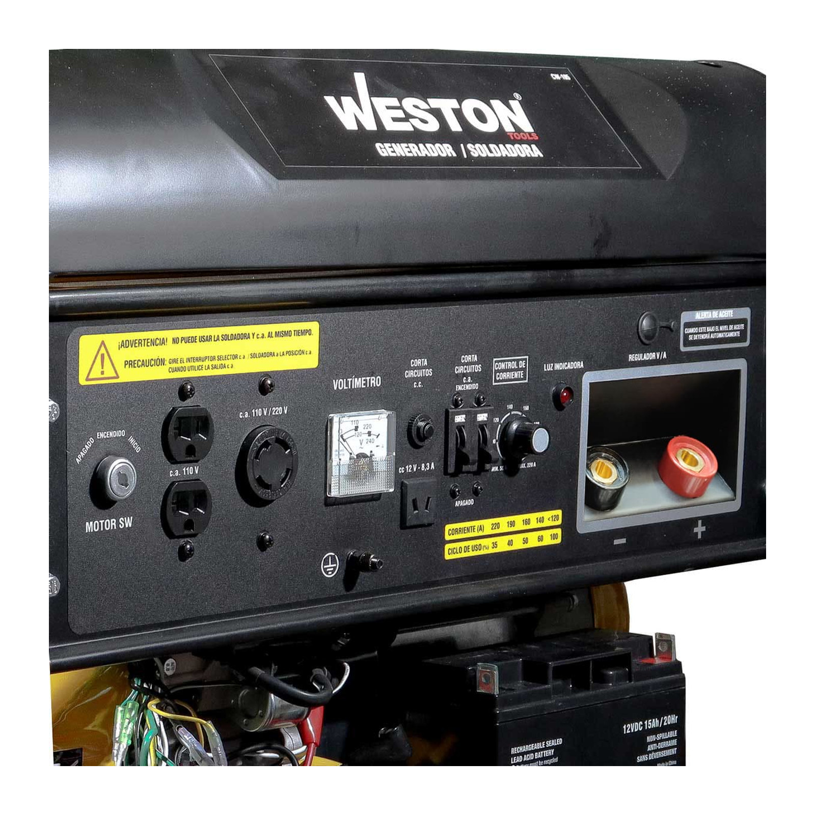 GENERADOR SOLDADORA C/MOTOR A GASOLINA 220A 6000W (INICIO ELECTRICO) - Imagen 2