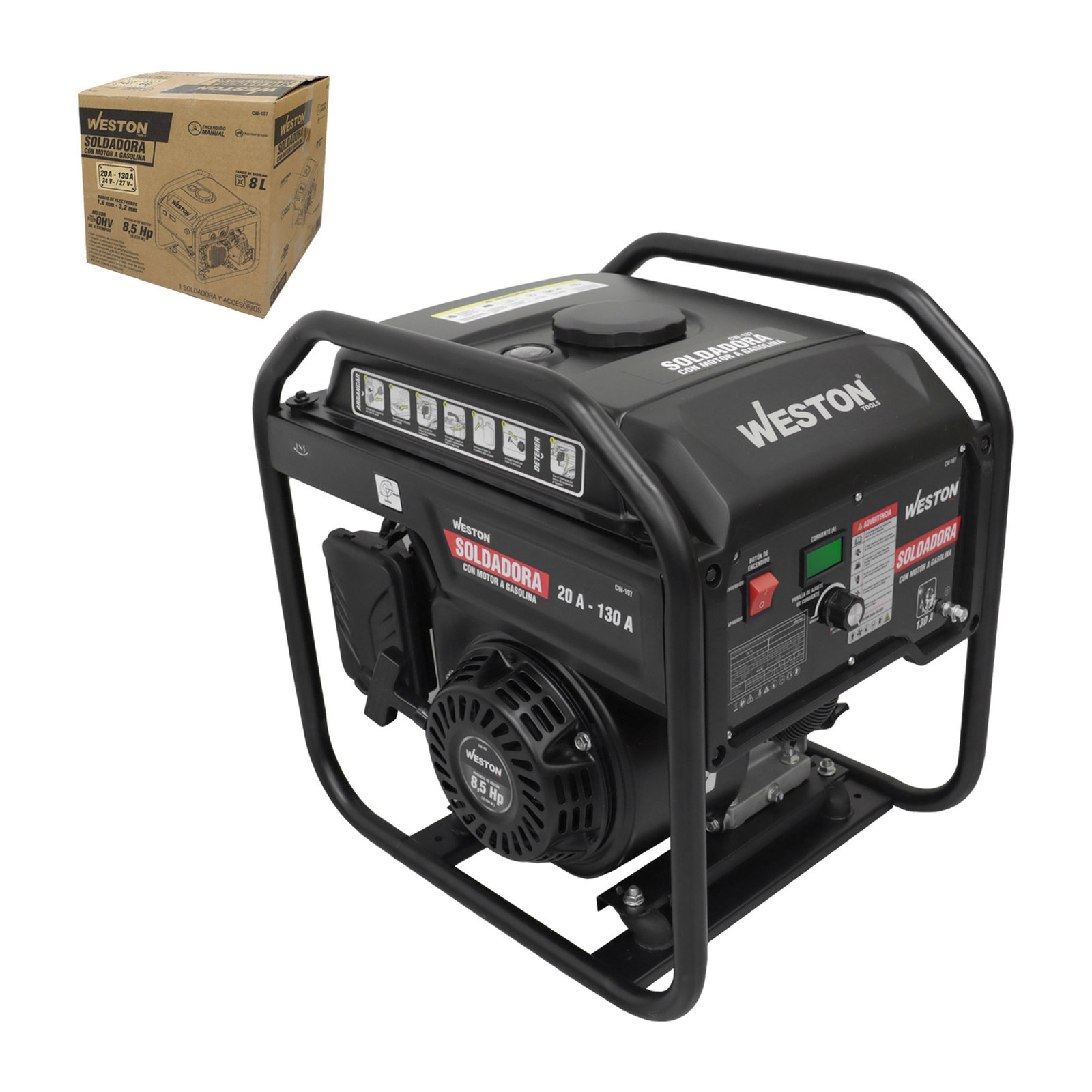 Soldadora con Motor a Gasolina 130 A 8.5 HP Weston