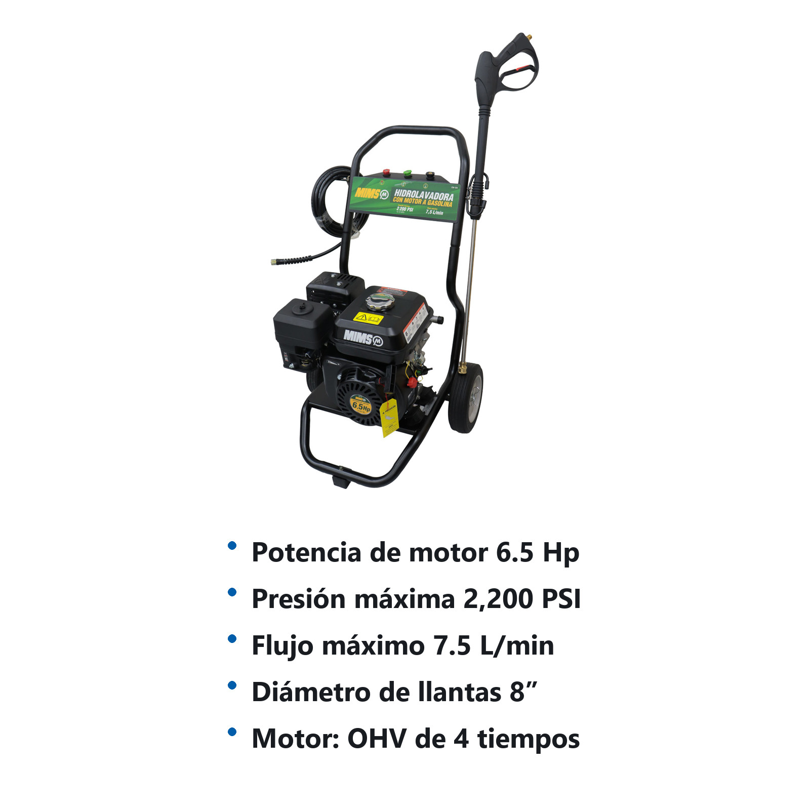 HIDROLAVADORA A GASOLINA 6.5 HP 2200 PSI 7.5 L/MIN - MIMS - Imagen 2