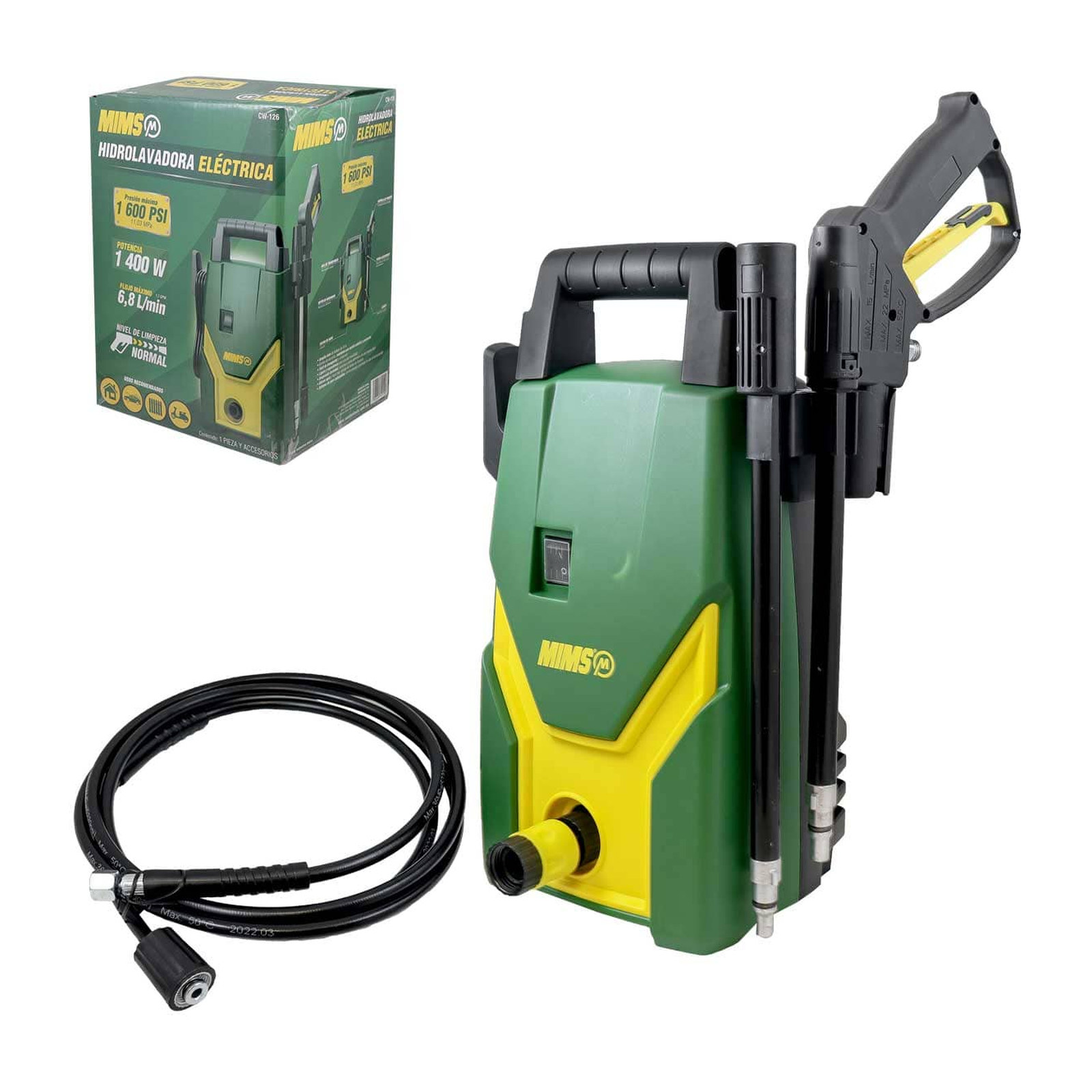 Hidrolavadora Eléctrica 1.8 HP 1600 PSI 6.8 L/min MIMS