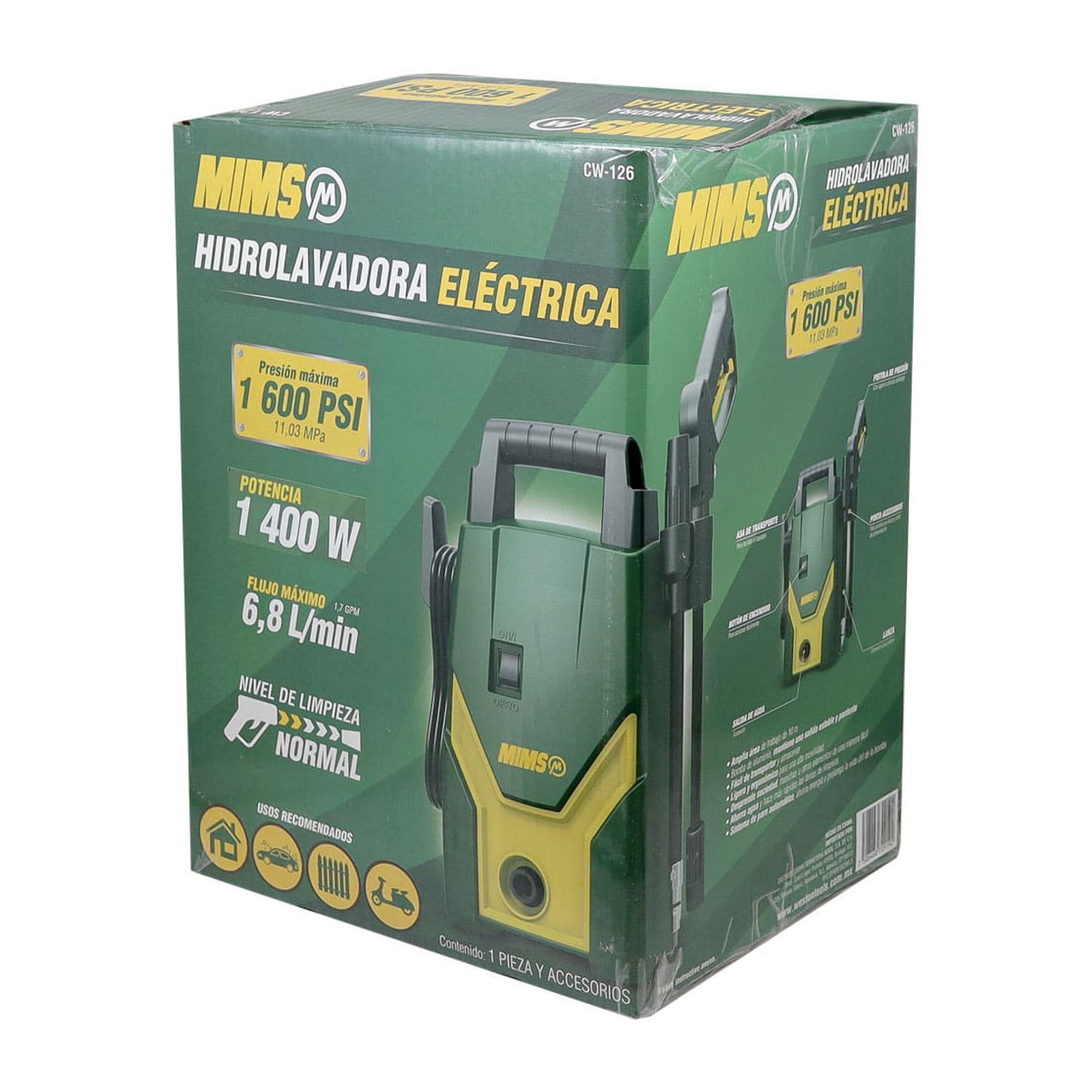 HIDROLAVADORA ELECTRICA 1.8HP 1600 PSI 6.8 L/MIN - MIMS - Imagen 4