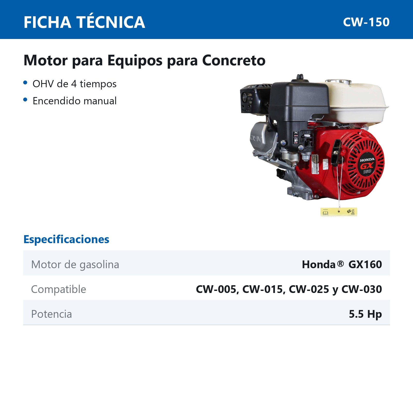 MOTOR DE GASOLINA HONDA GX160  5.5HP - Imagen 4