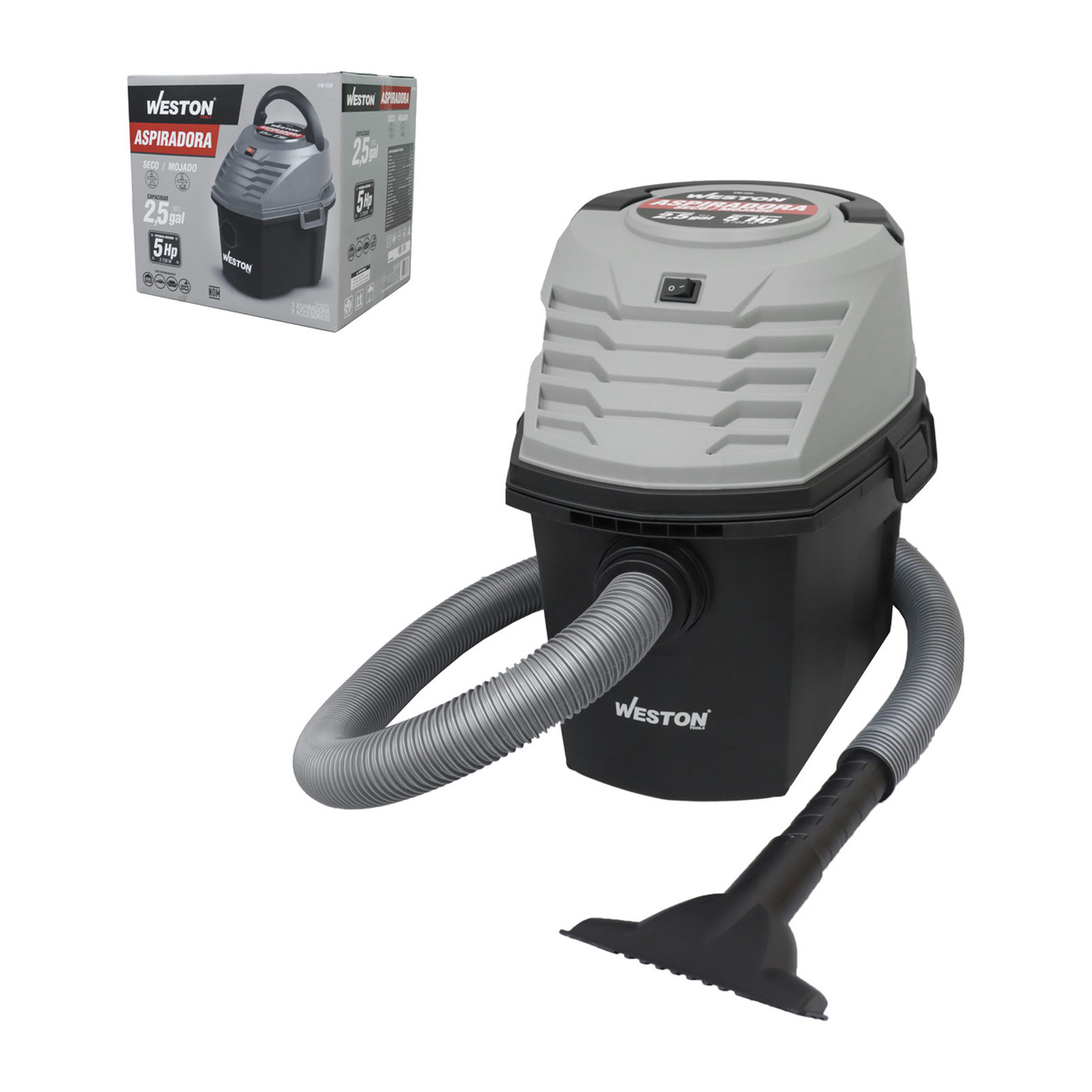Aspiradora Mojado/Seco 2.5 Gal (10 L) 5 HP 127V Weston