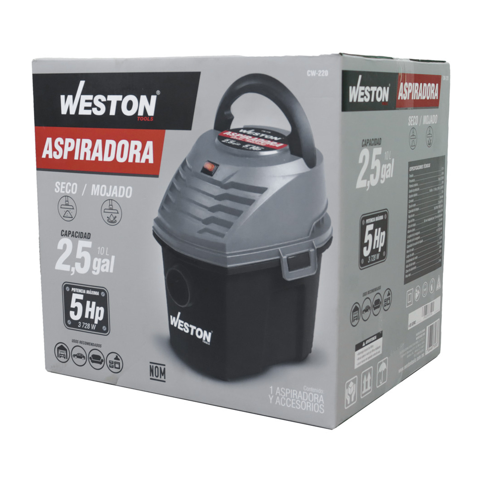 ASPIRADORA MOJADO/SECO 2.5GAL (10 L) 5HP 127V - Imagen 4