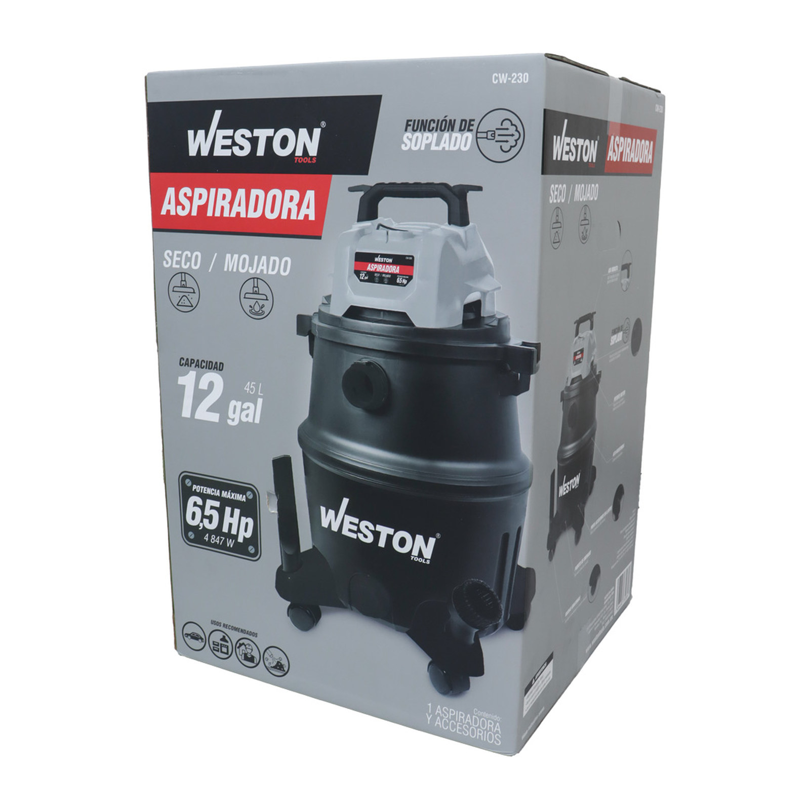 ASPIRADORA MOJADO/SECO 12GAL (45 L) 6.5HP 127V - Imagen 4