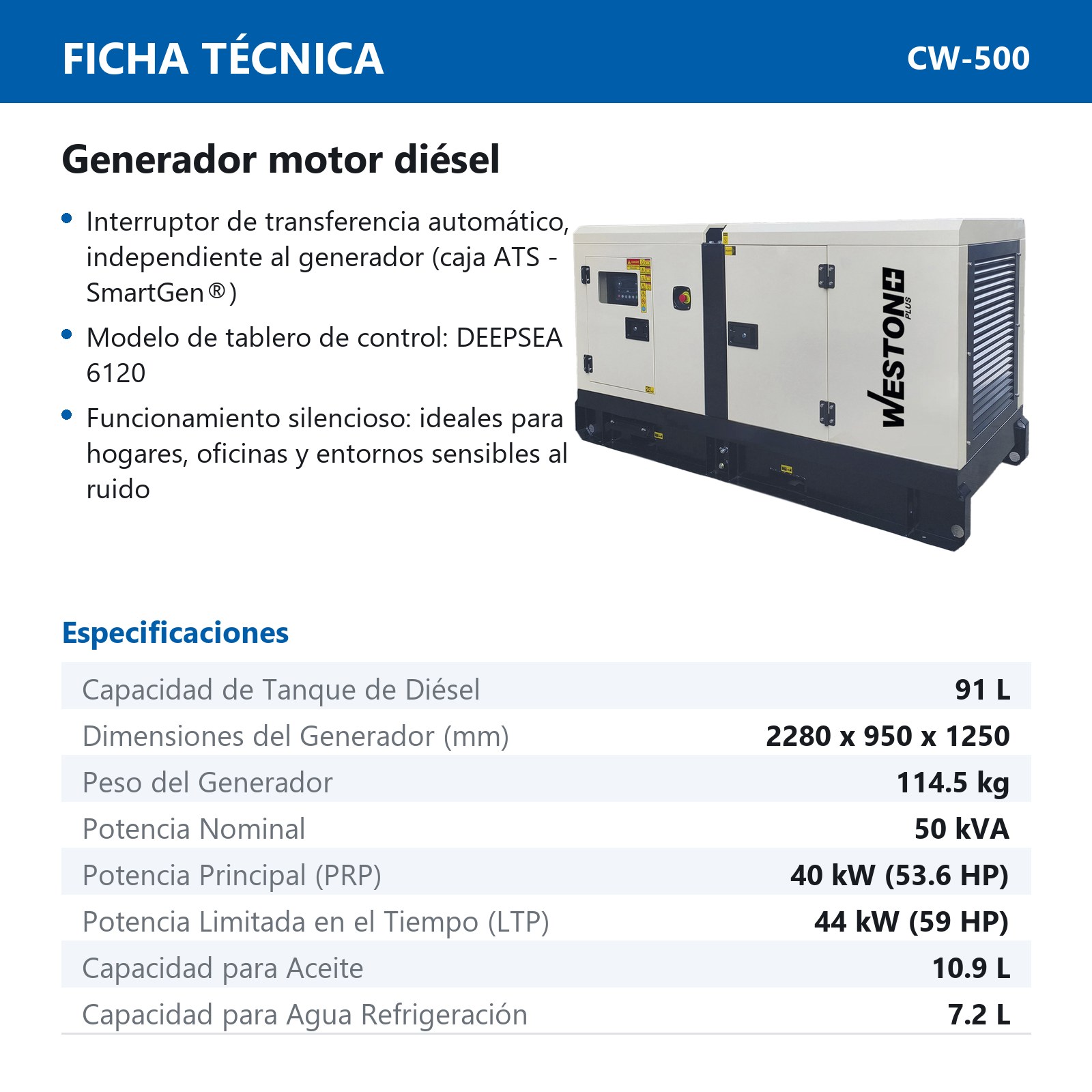 GENERADOR SILENCIOSO MOTOR DIESEL POTENCIA MAX. 50KVA 220V 3F - Imagen 2