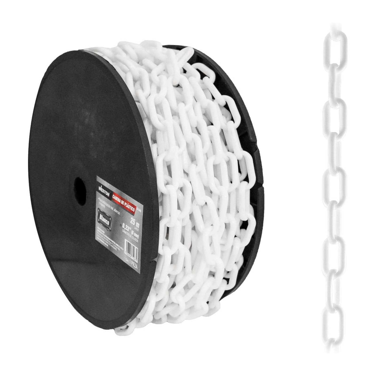 Cadena de Plástico Weston Color Blanco 6 mm × 25 m