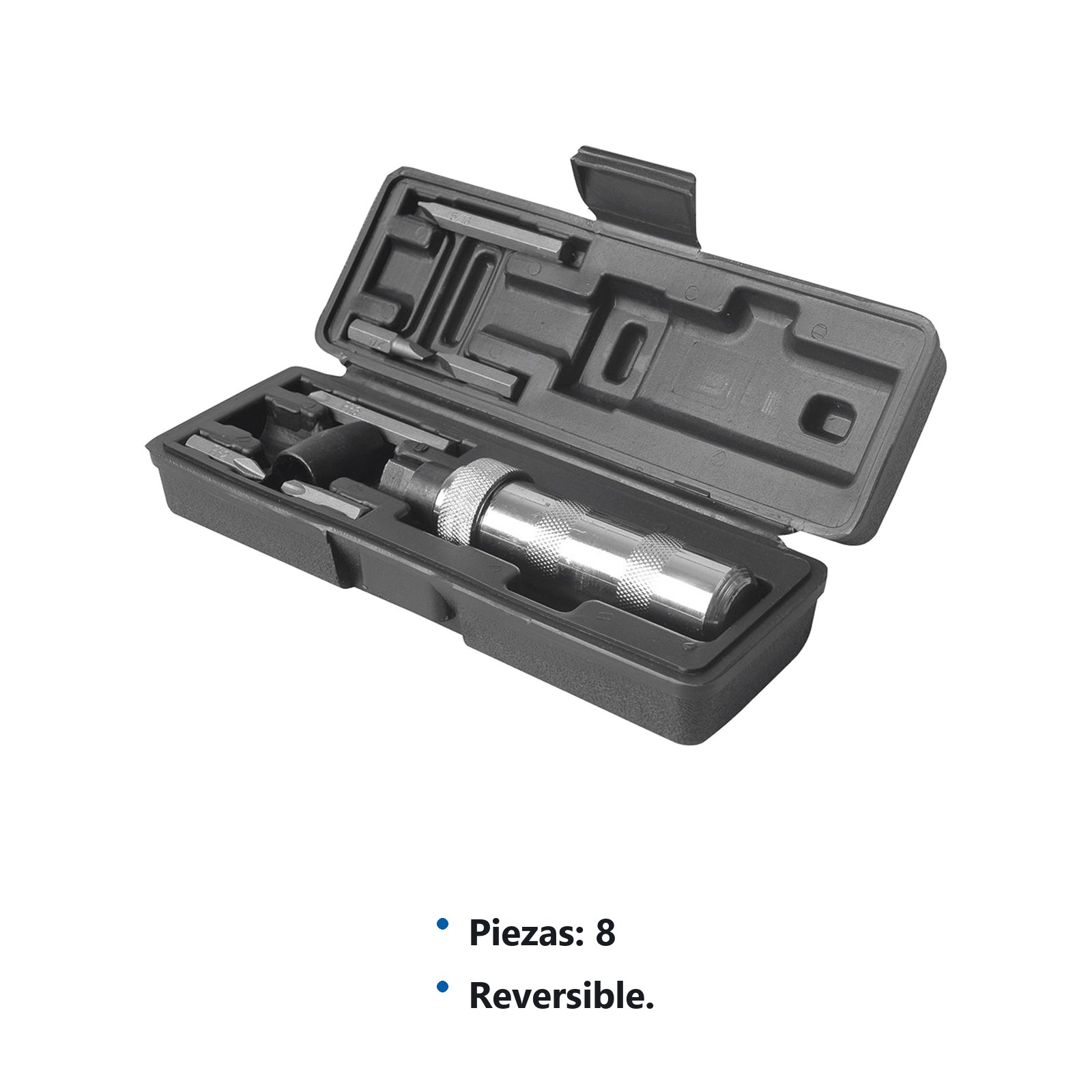 Juego de destornillador de golpe con puntas intercambiables, 8 piezas en caja plastica Surtek - Imagen 3