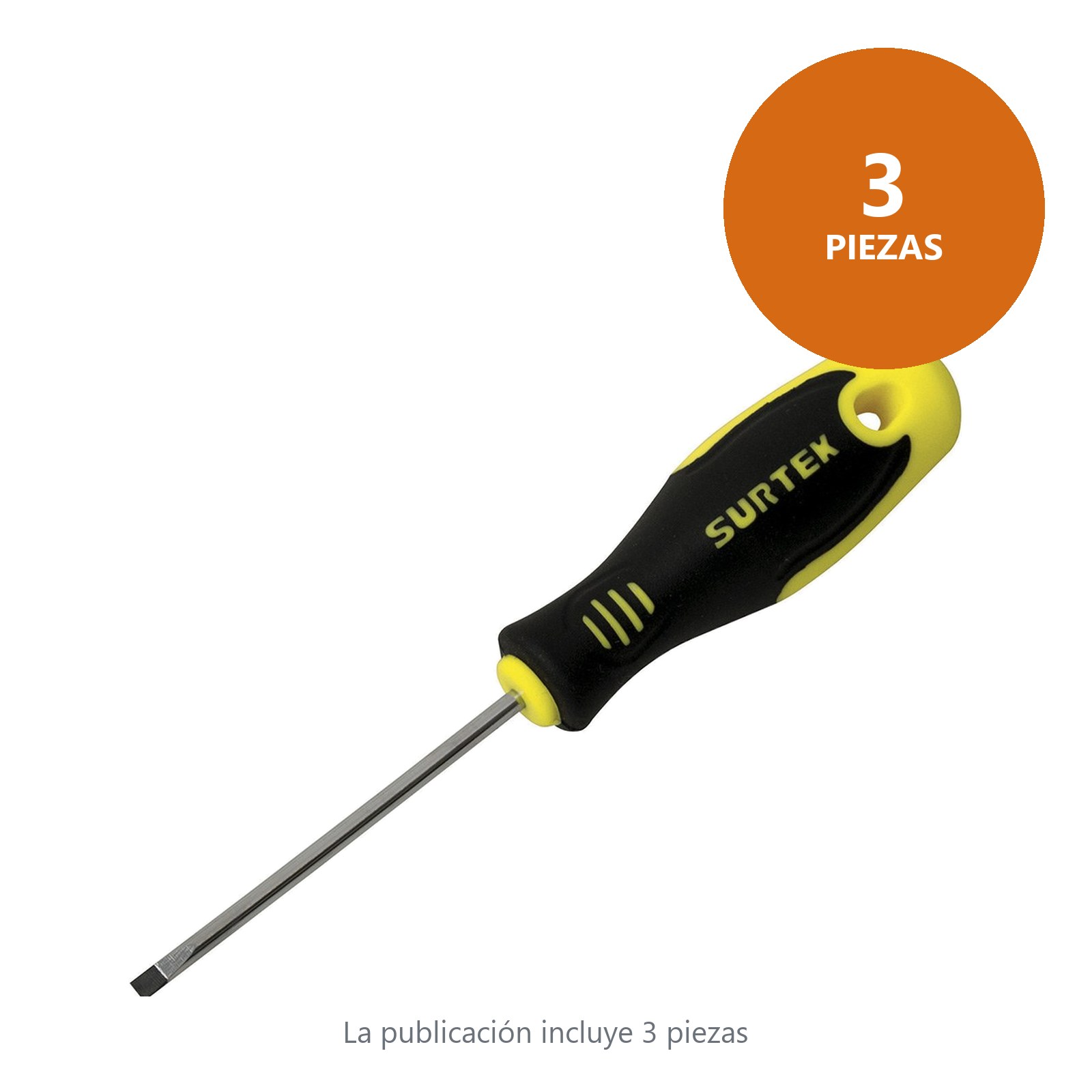Destornillador con mango bimaterial, punta plana mini 1/8" x 2-1/2" Surtek - Imagen 2