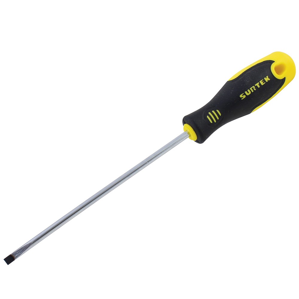 Destornillador con mango bimaterial, punta cabinet barra redonda 1/8" x 4" Surtek