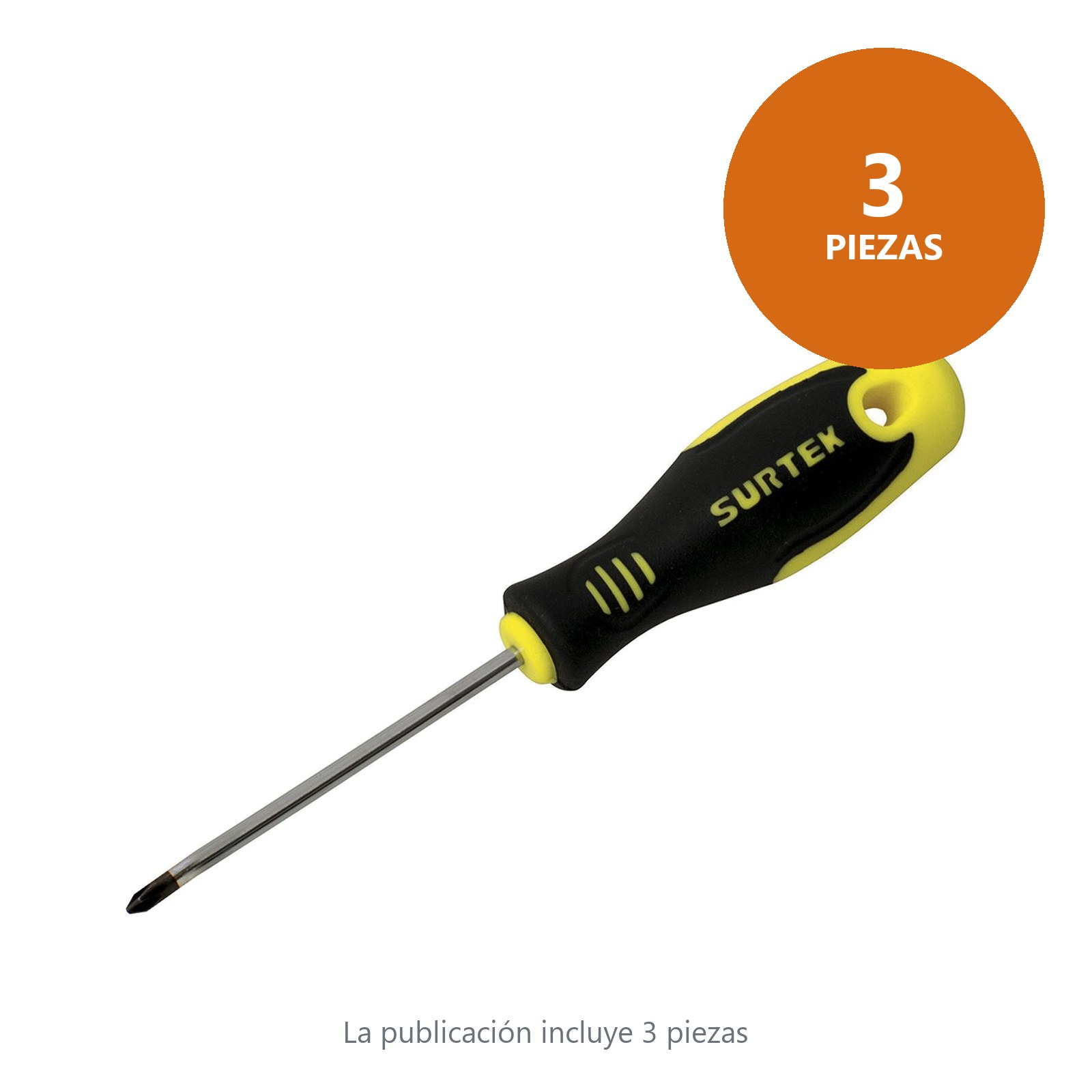 Destornillador con mango bimaterial, punta Phillips mini #0 x 2-1/2" Surtek - Imagen 2