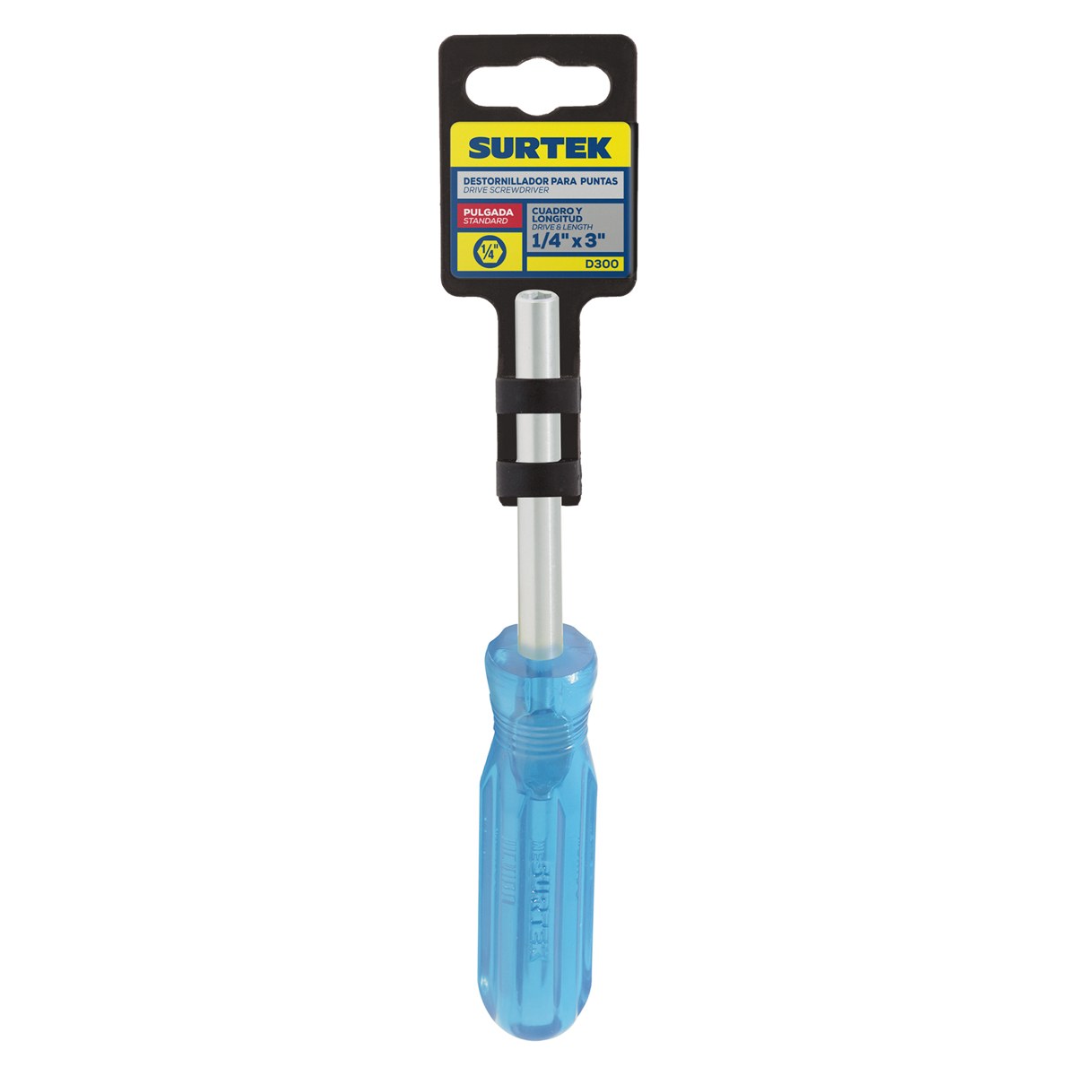 Destornillador con mango azul, mágnetico para puntas hexágono intercambiables de 1/4" Surtek - Imagen 2