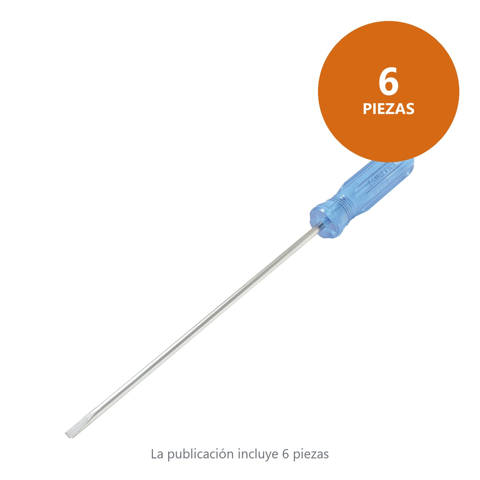 Destornillador con mango azul, punta cabinet barra redonda 1/4" x 10" Surtek - Imagen 2