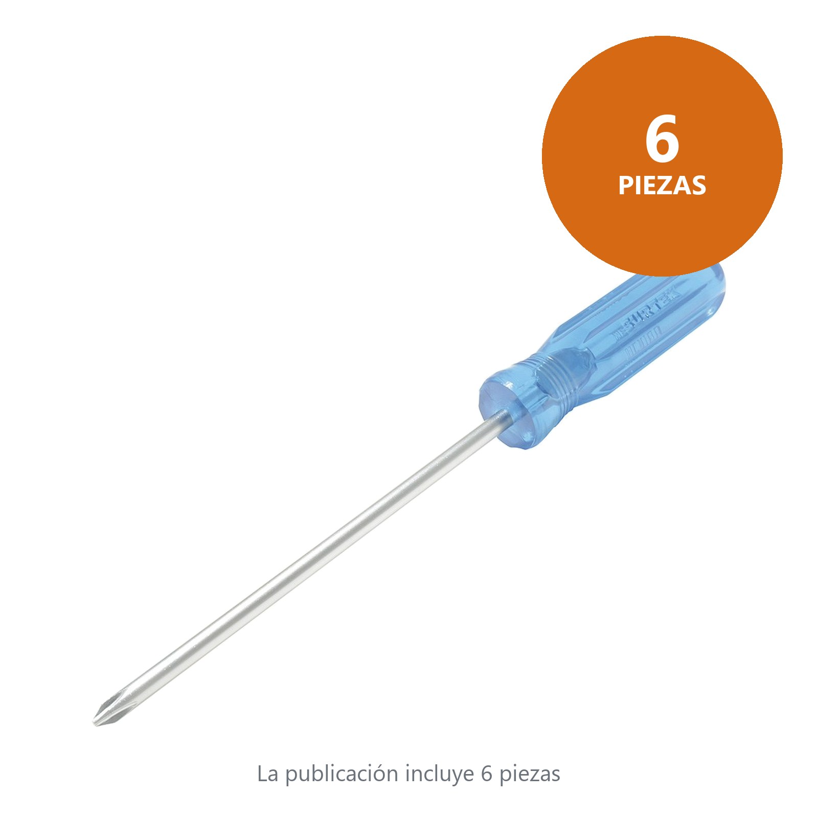 Destornillador con mango azul, punta Phillips barra redonda #2 x 4" Surtek - Imagen 2