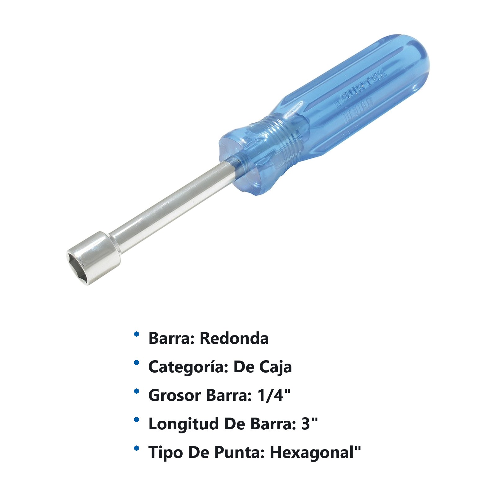 Destornillador con mango azul, de caja en pulgadas 1/4" x 3" Surtek - Imagen 3