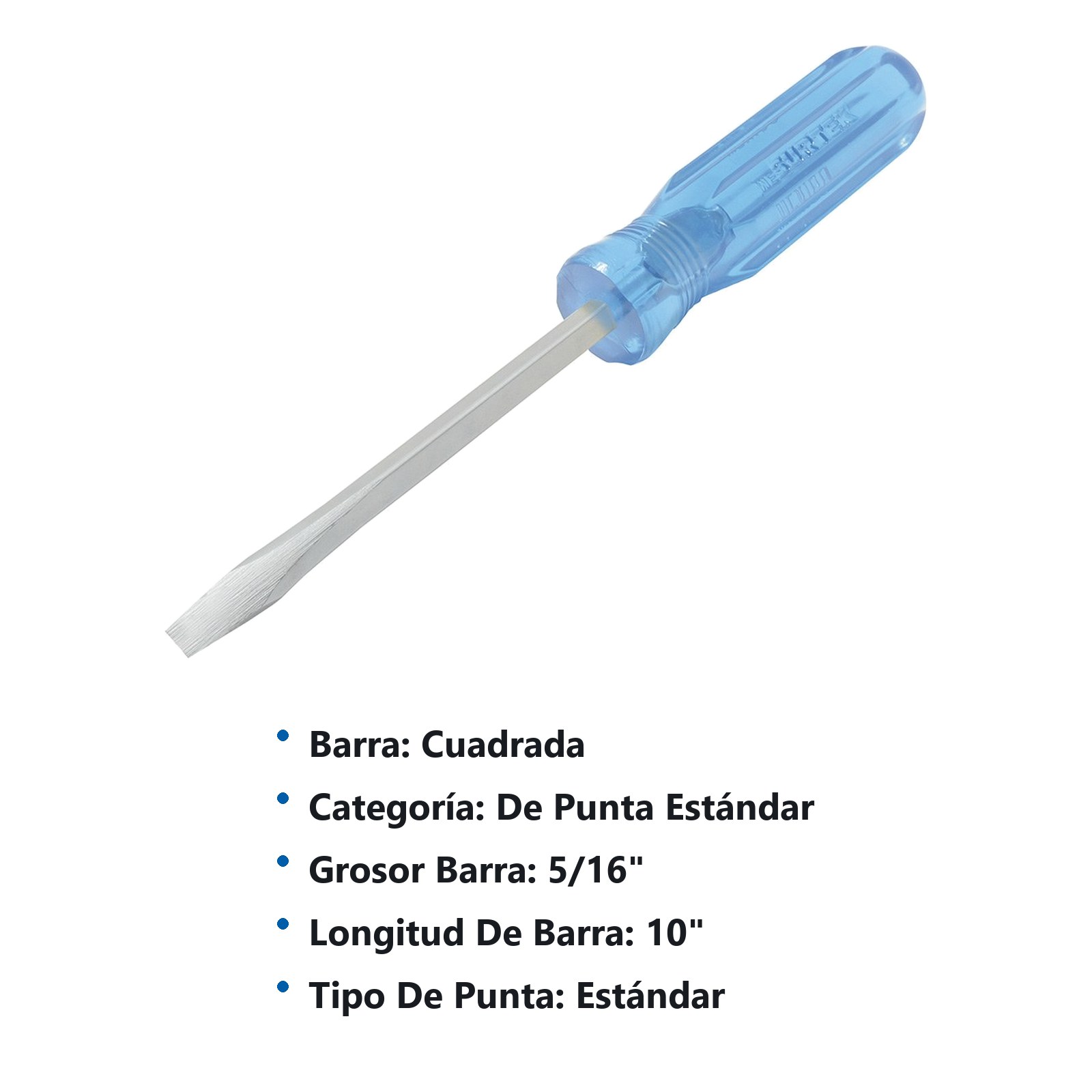 Destornillador con mango azul, punta plana barra cuadrada 5/16" x 10" Surtek - Imagen 3