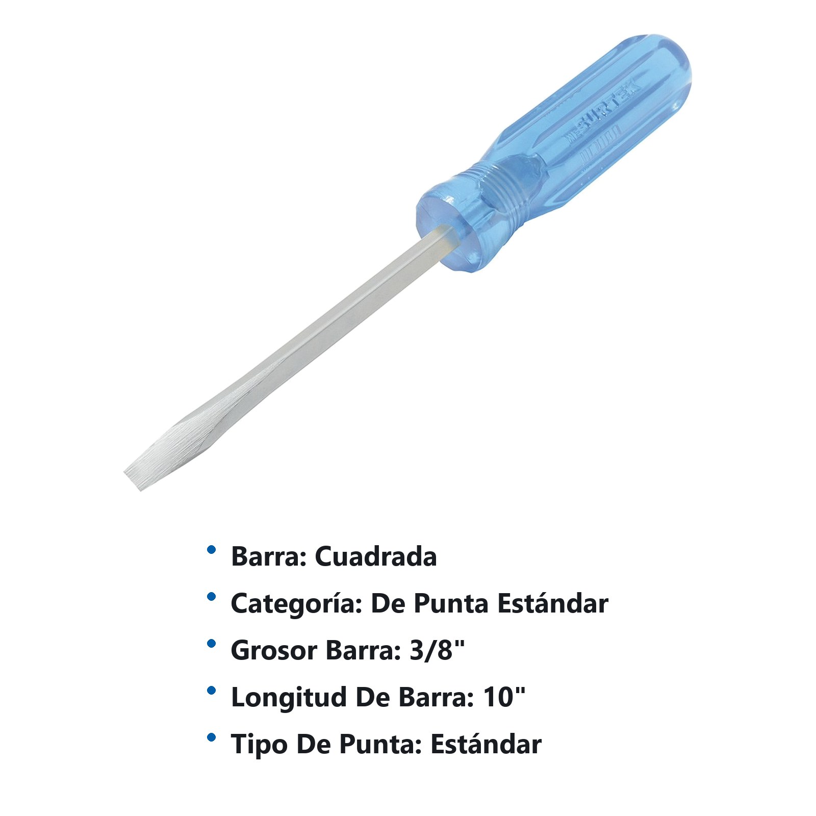 Destornillador con mango azul, punta plana barra cuadrada 3/8" x 10" Surtek - Imagen 3