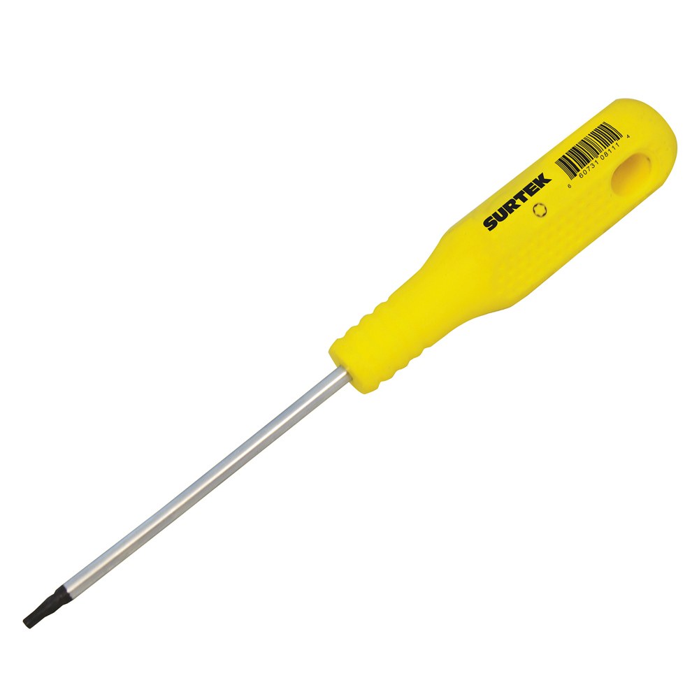 Destornillador con mango amarillo, punta Torx barra redonda T10 x 4" Surtek