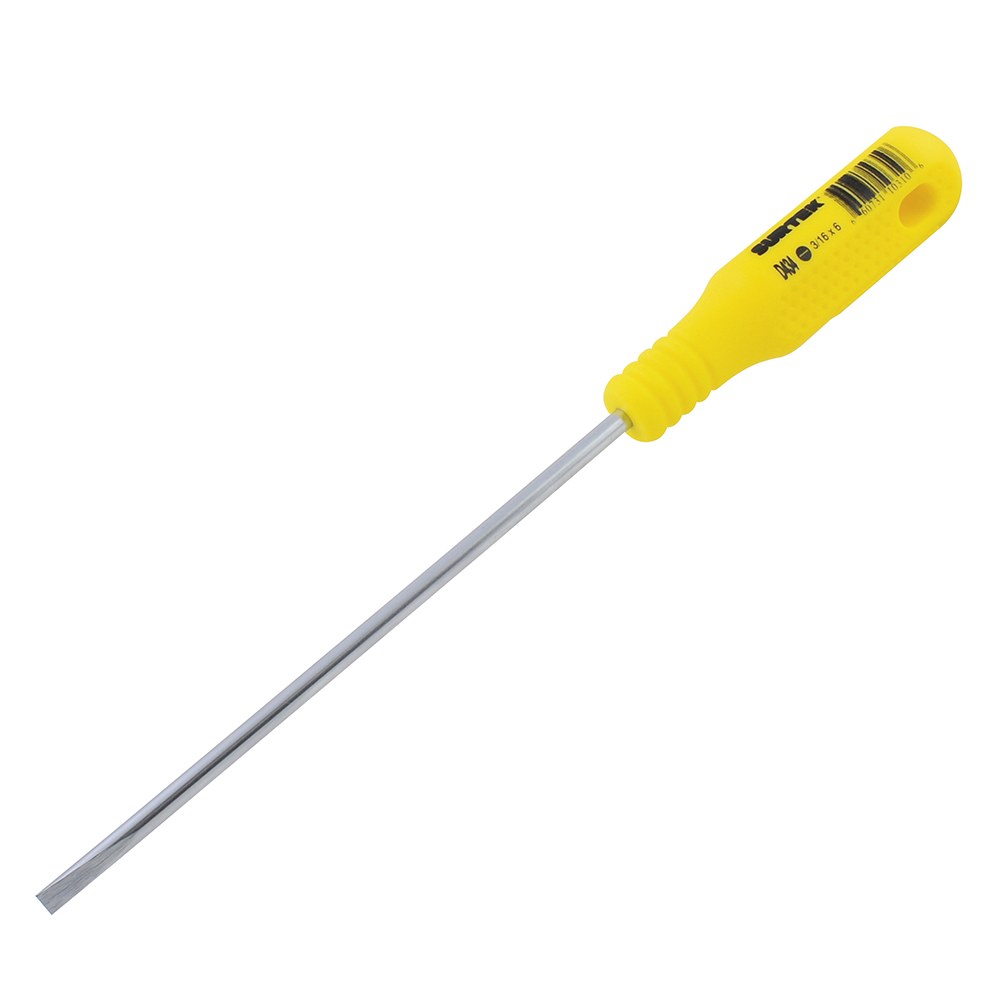 Destornillador con mango amarillo, punta cabinet barra redonda 3/16" x 6" Surtek