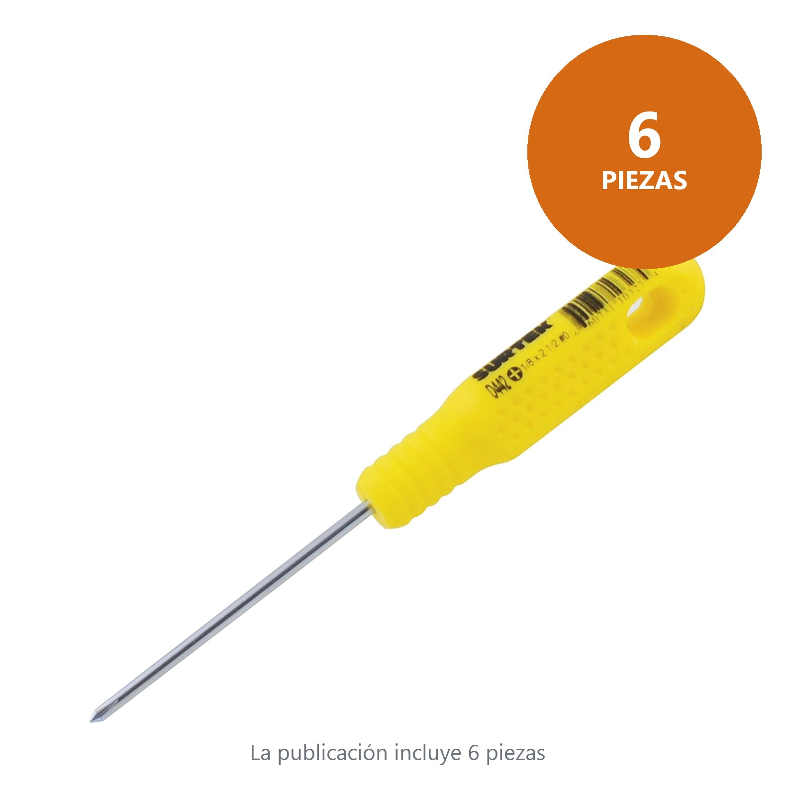 Destornillador con mango amarillo, mini punta Phillips barra redonda #0 x 2-1/2" Surtek - Imagen 2