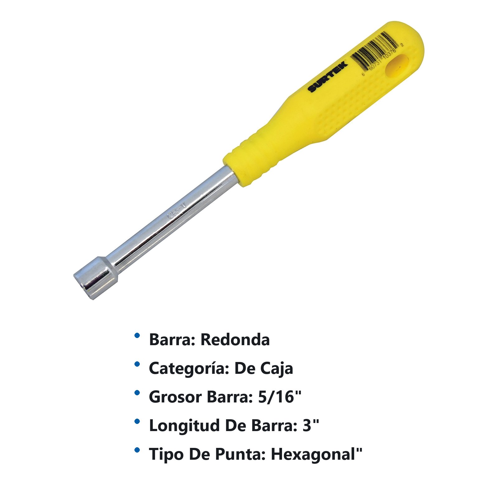 Destornillador con mango amarillo, de caja en pulgadas 5/16" x 3" Surtek - Imagen 3