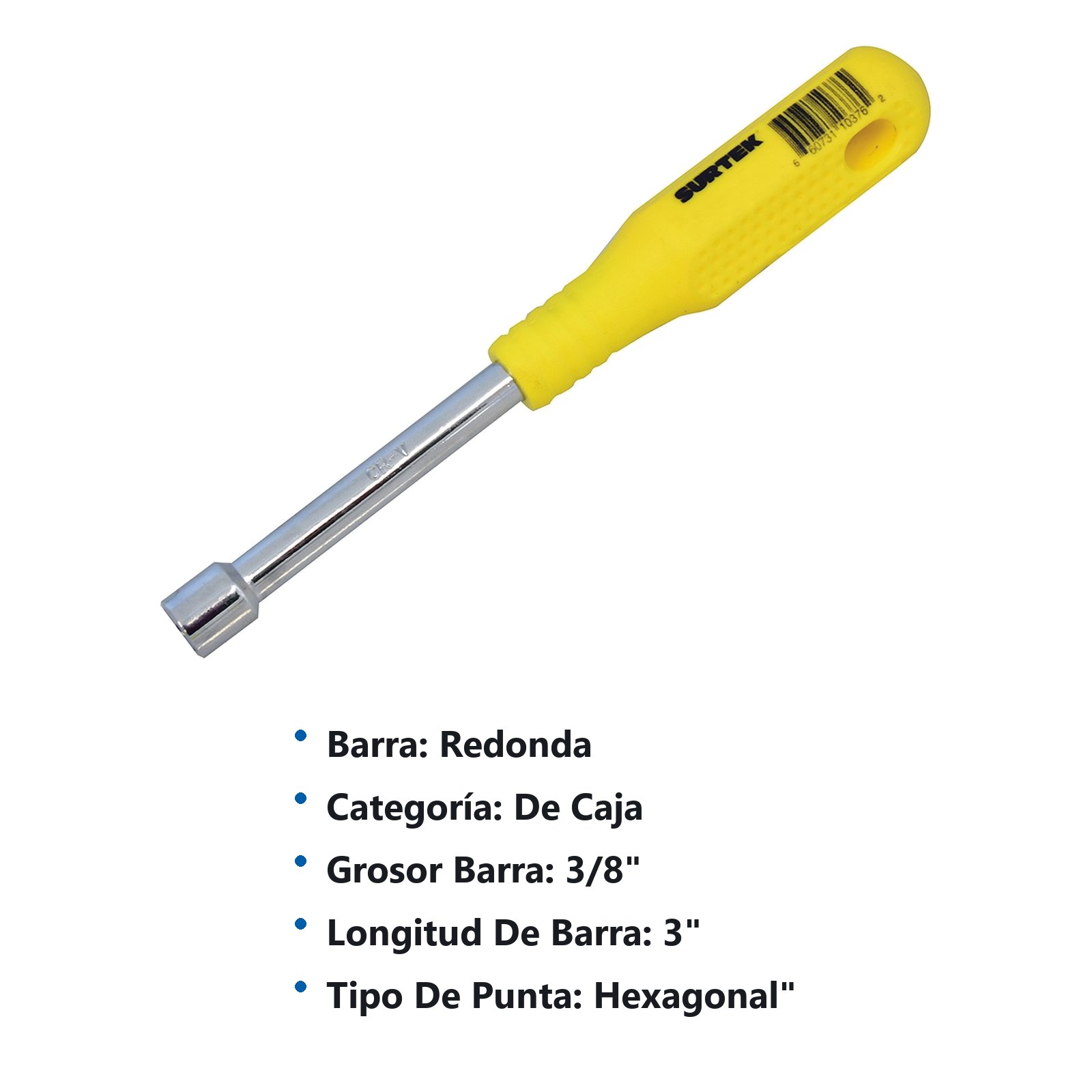 Destornillador con mango amarillo, de caja en pulgadas 3/8" x 3" Surtek - Imagen 3