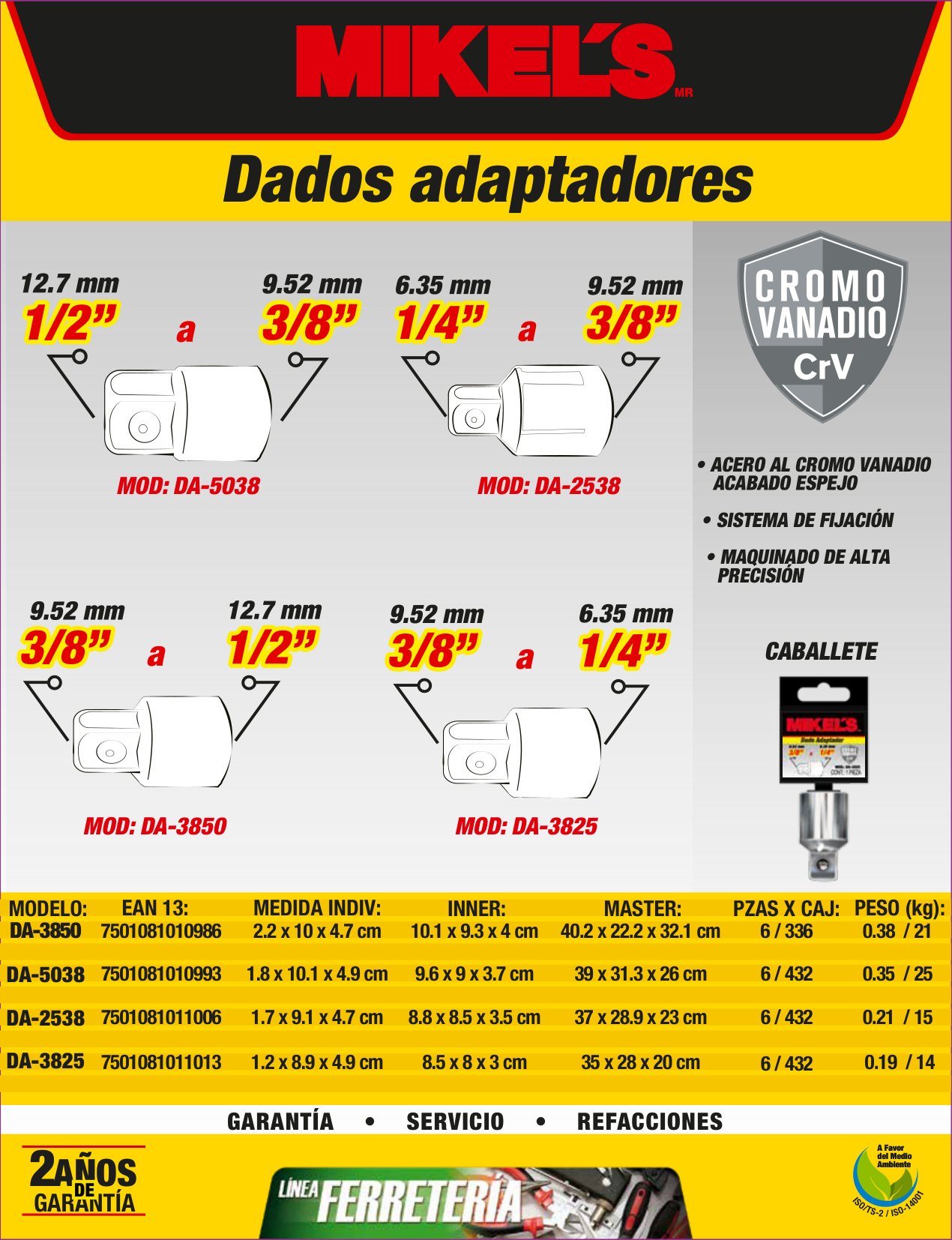 MIKELS DA-5038 Dado adaptador 1/2” a 3/8" - Imagen 4