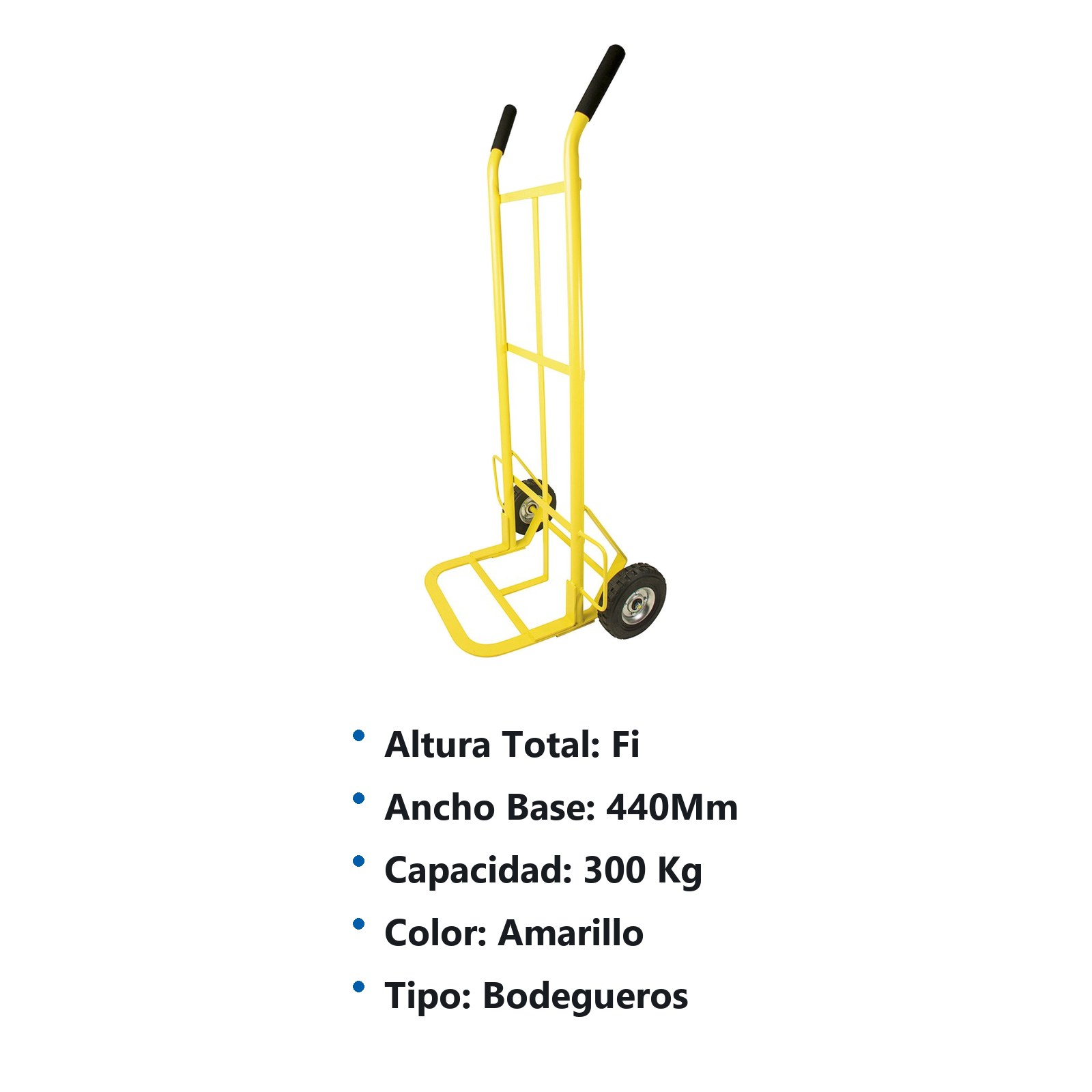 Diablo bodeguero capacidad 300 kg amarillo con llanta sólida Surtek - Imagen 2