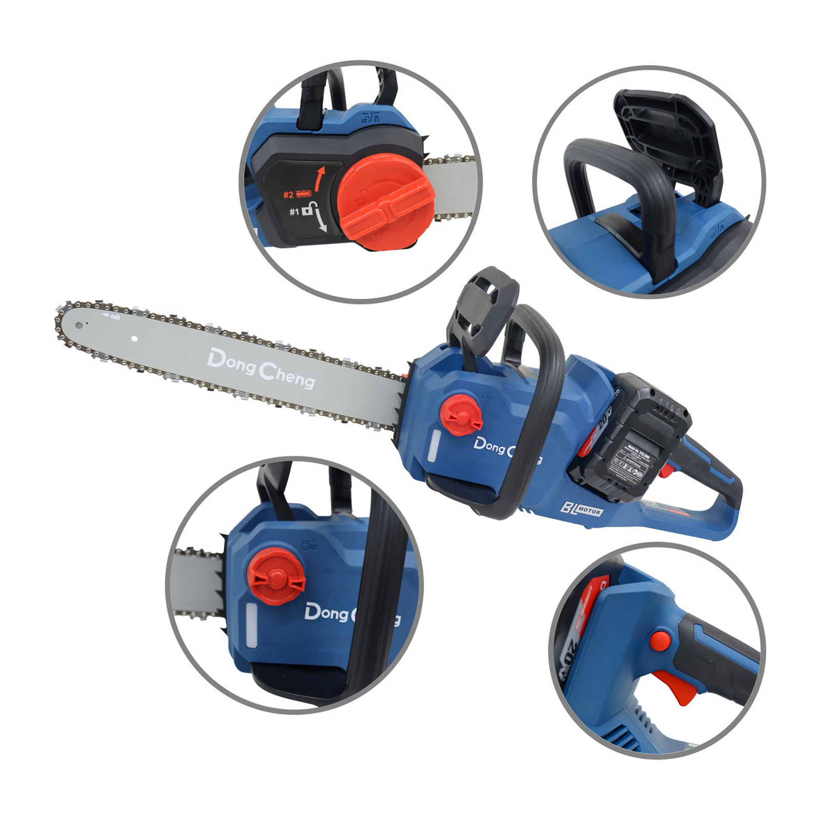 MOTOSIERRA INALAMBRICA SIN CARBONES 20V+20V 6.0 Ahx2 BARRA 16" - Imagen 2